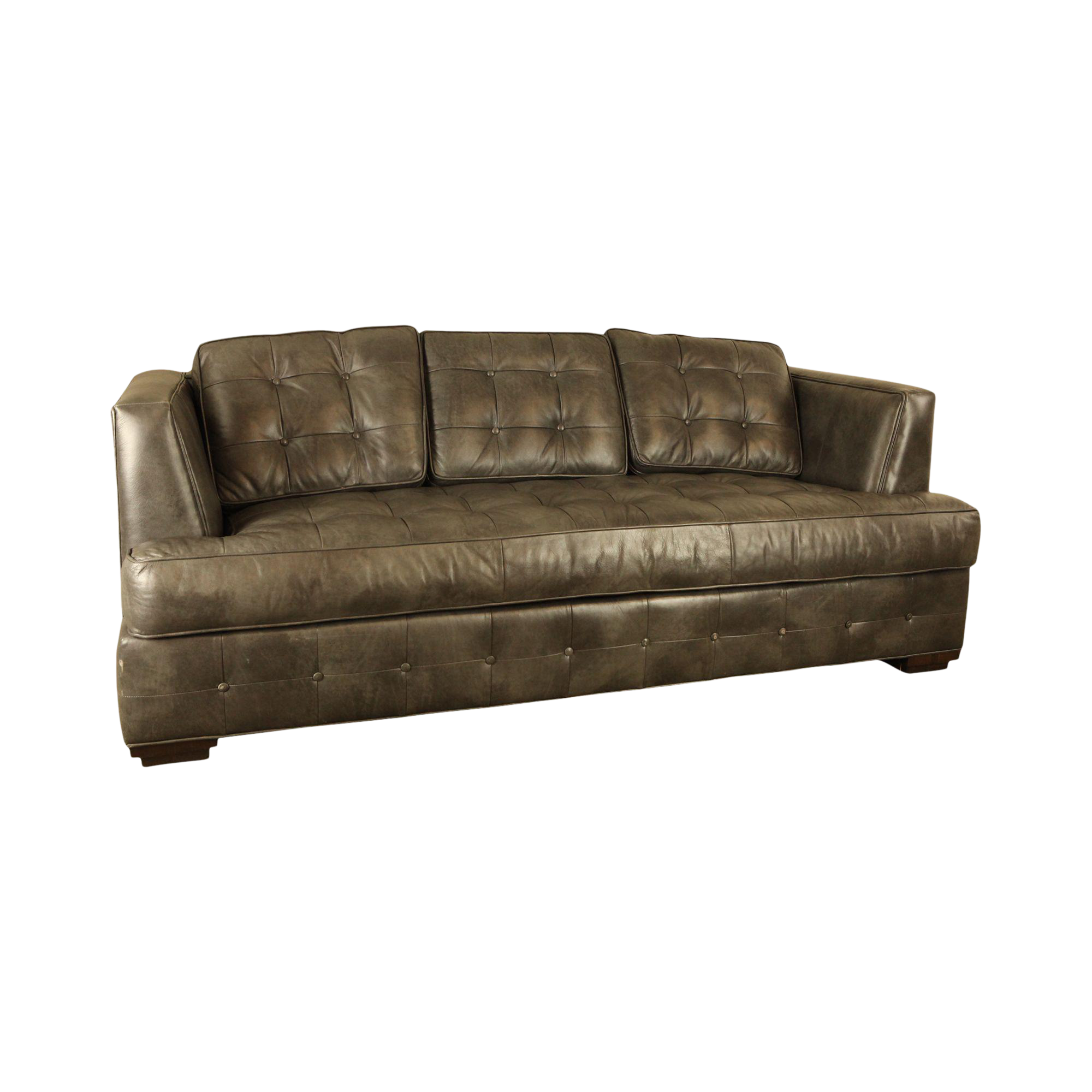 Ethan Allen Grey Tufted Leather Sofa Chairish