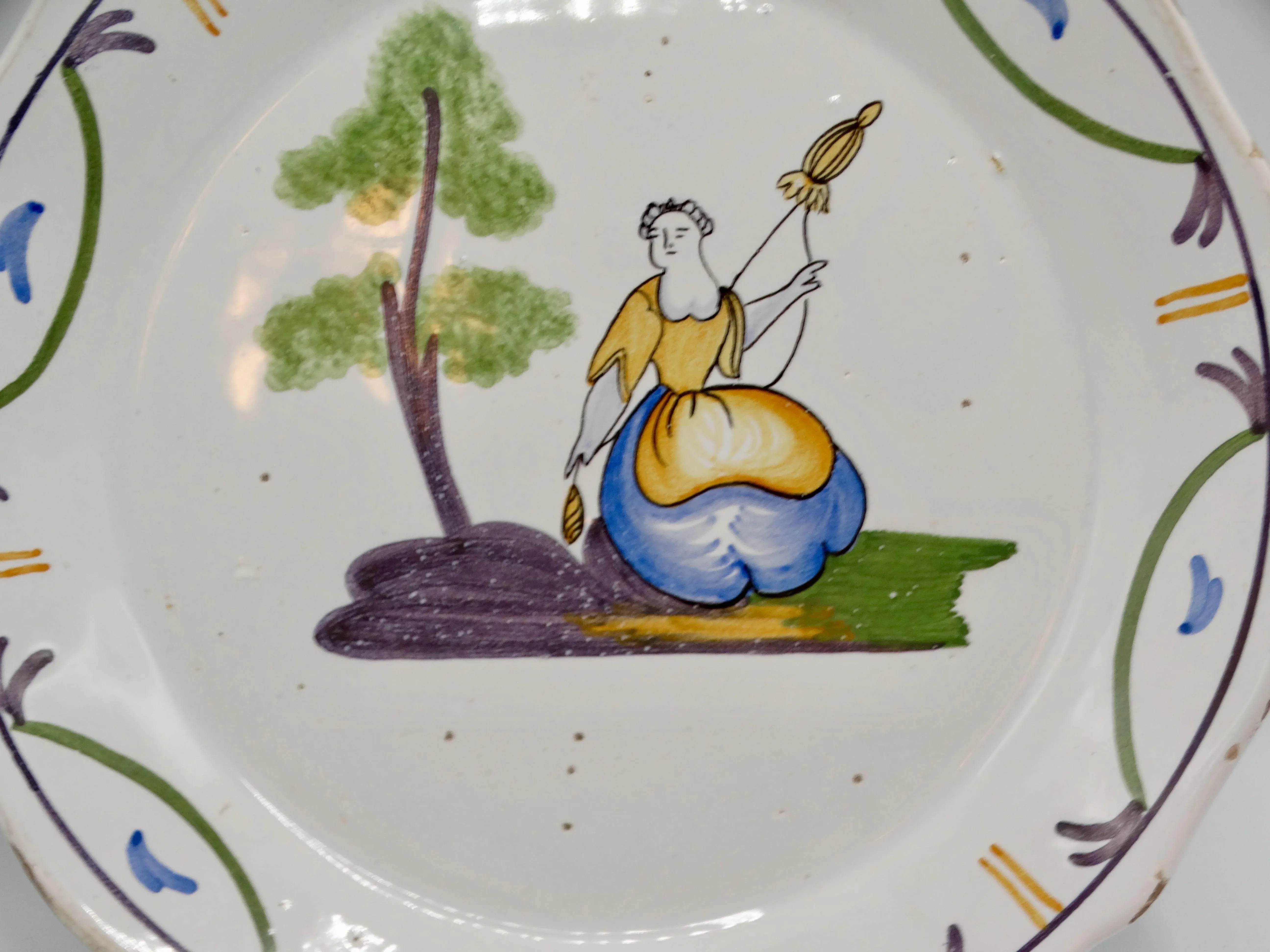 Antique French Moustiers Plate | Chairish