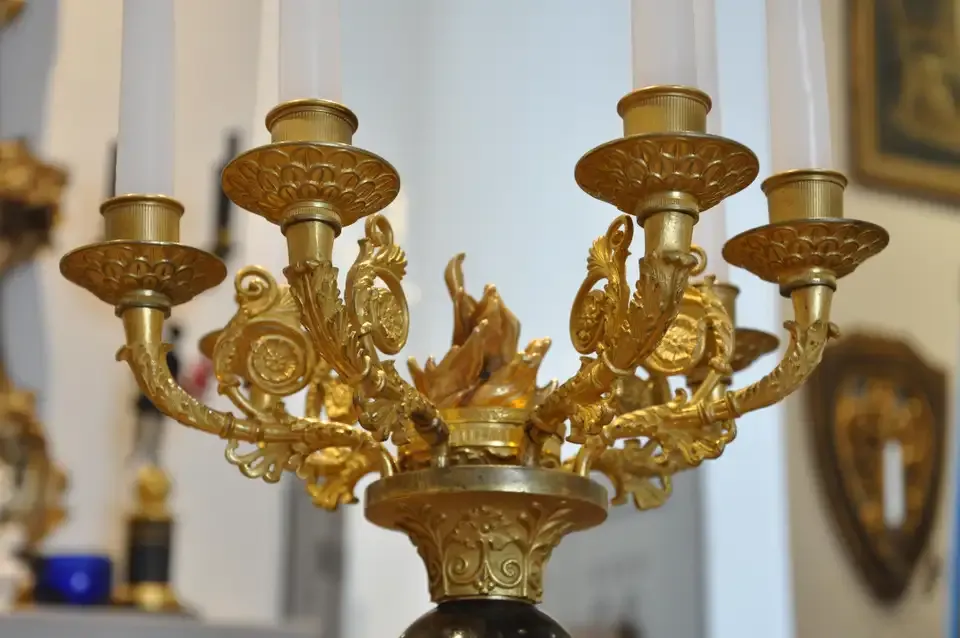 Pair of Regency Gilt and Patinated Bronze Atlas Figural Candelabra