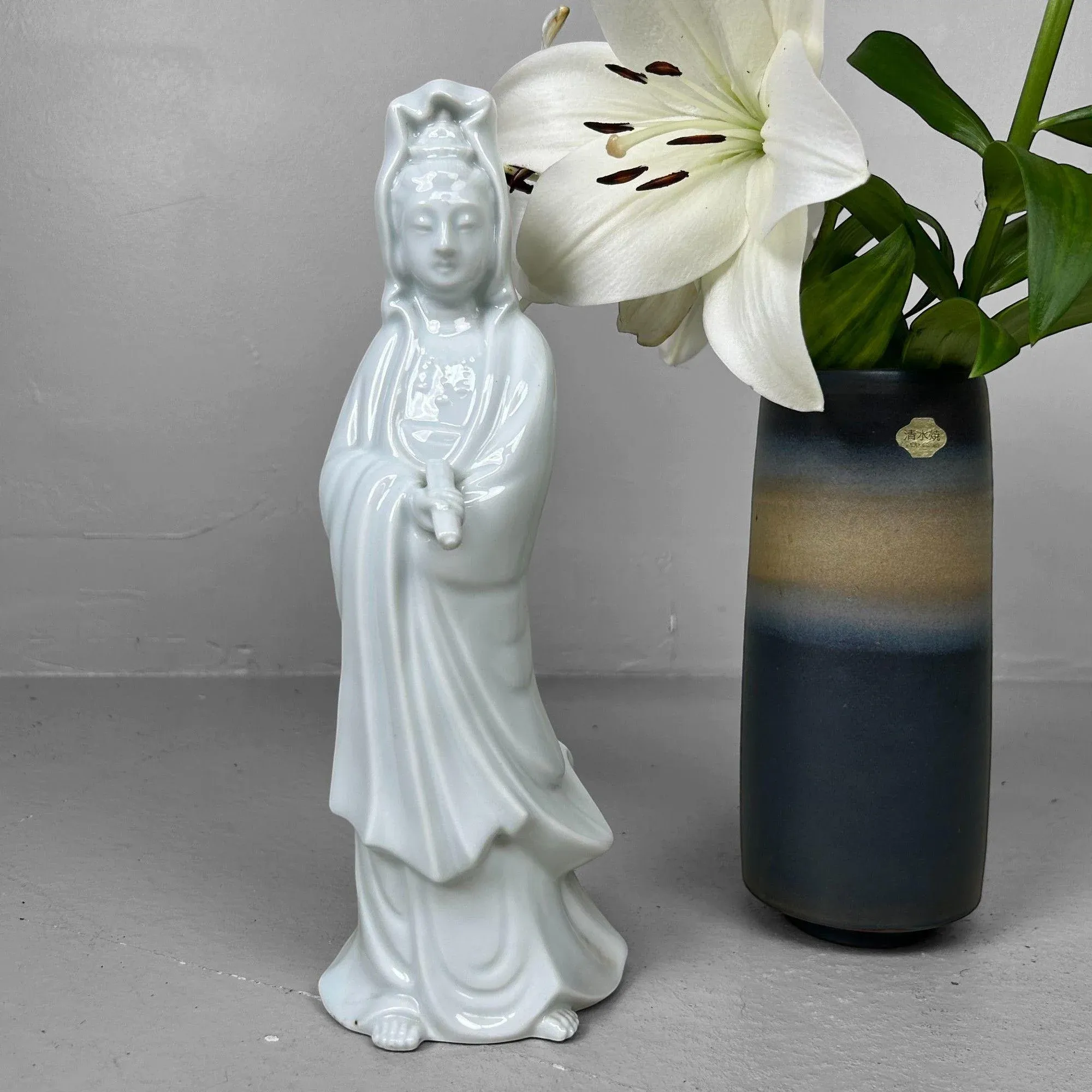 Byakue Kannon Figure in White Porcelain, Hōshi, Japan, 1920 | Chairish