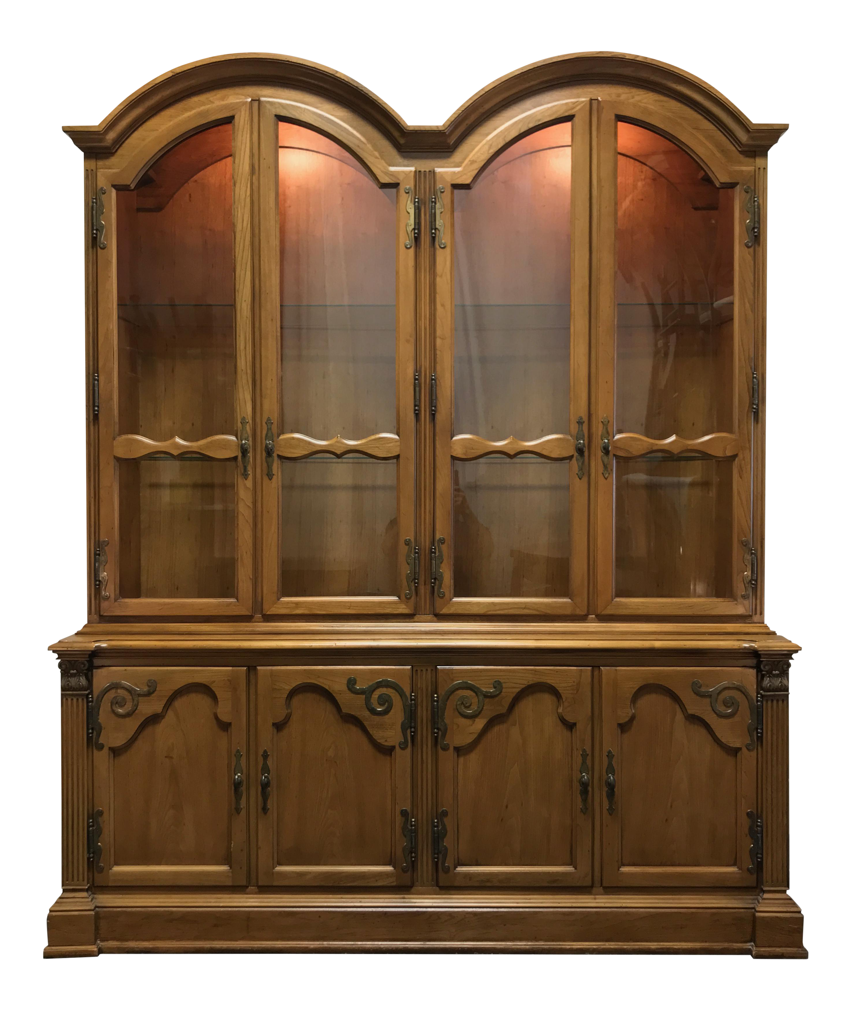 English Country Style China Display Cabinet By Hickory