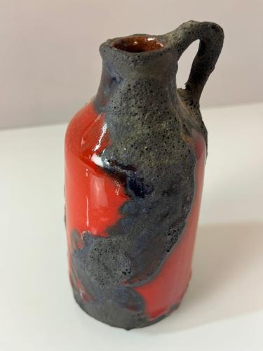 Red and Brown Fat Lava Vase from Marei Keramik