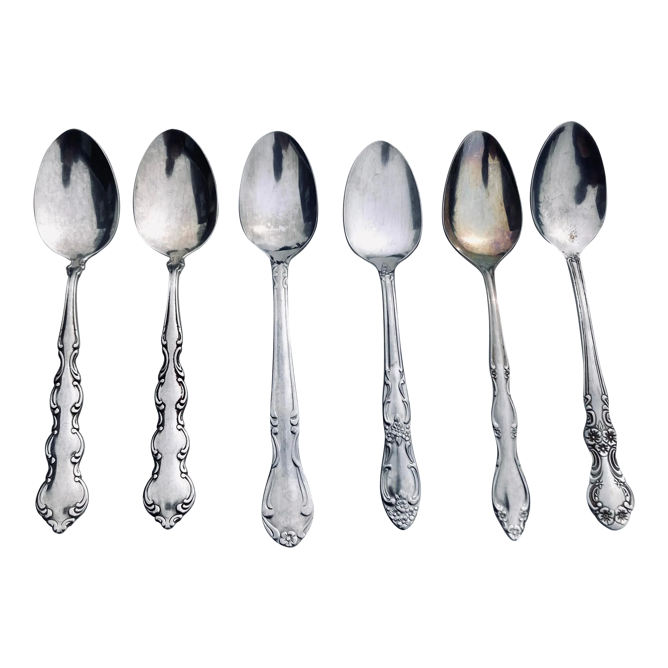 Vintage Oneida Stainless Steel Mismatched Tea Spoons- Set of 6