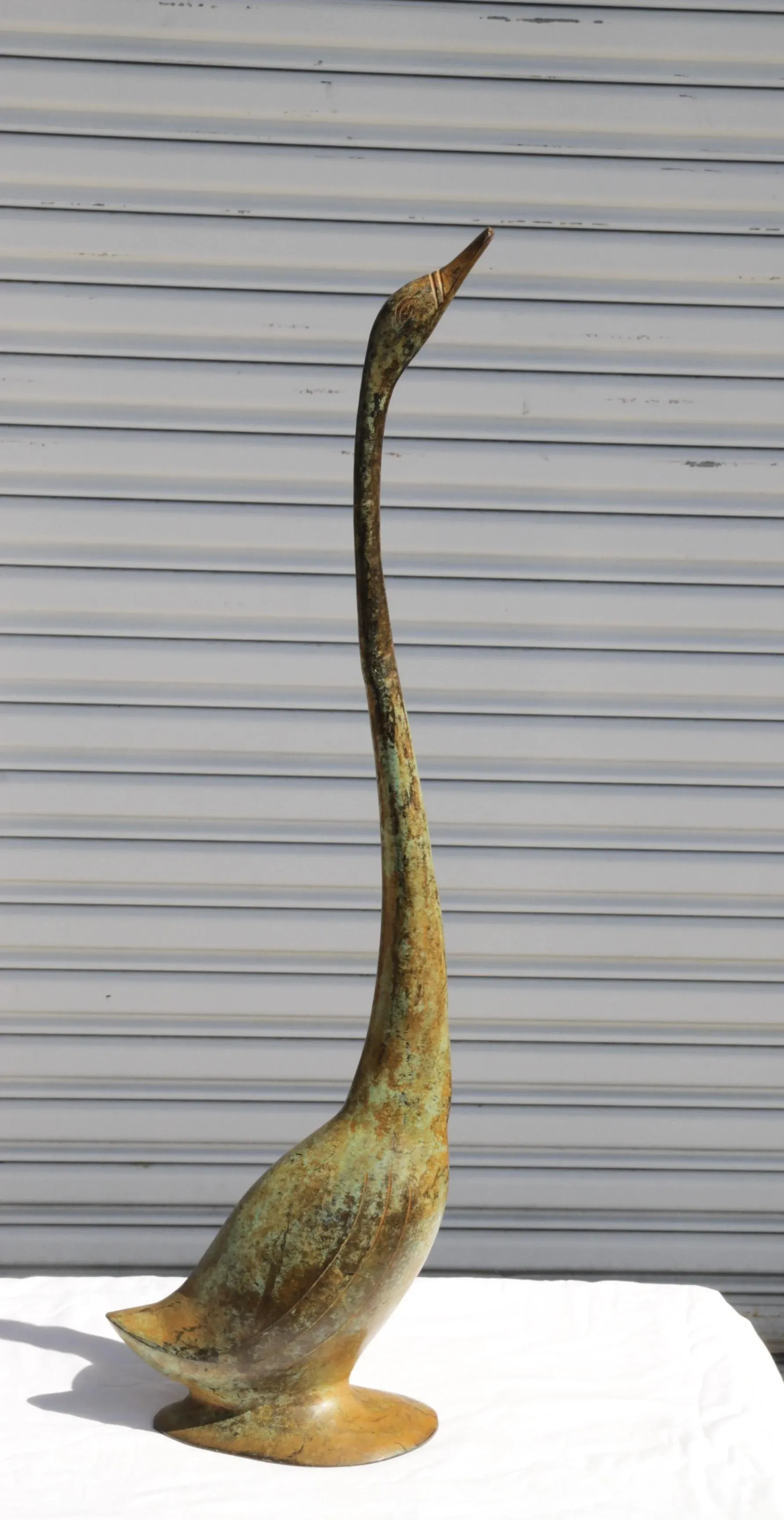 Late 20th Century Hollywood Regency Style Bronze Swan Sculpture