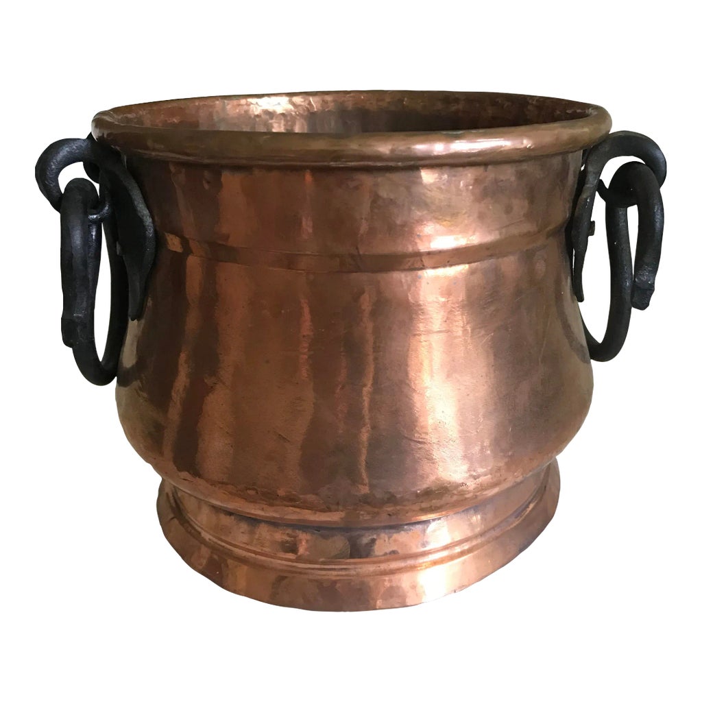 Mid 19th Century Hand-Hammered Antique Rustic Copper Cauldron with ...