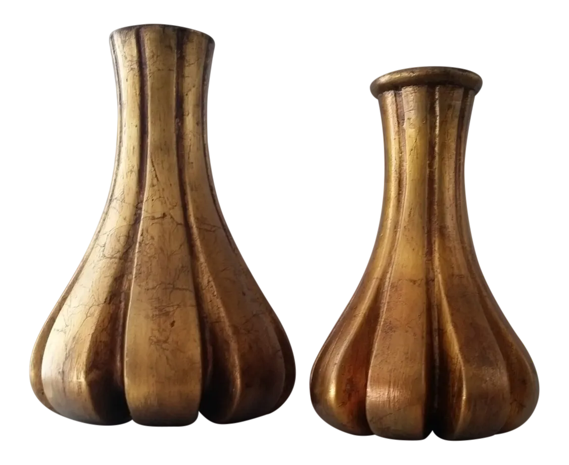 MidCentury Modern Gold Decorative Vases a Pair Chairish