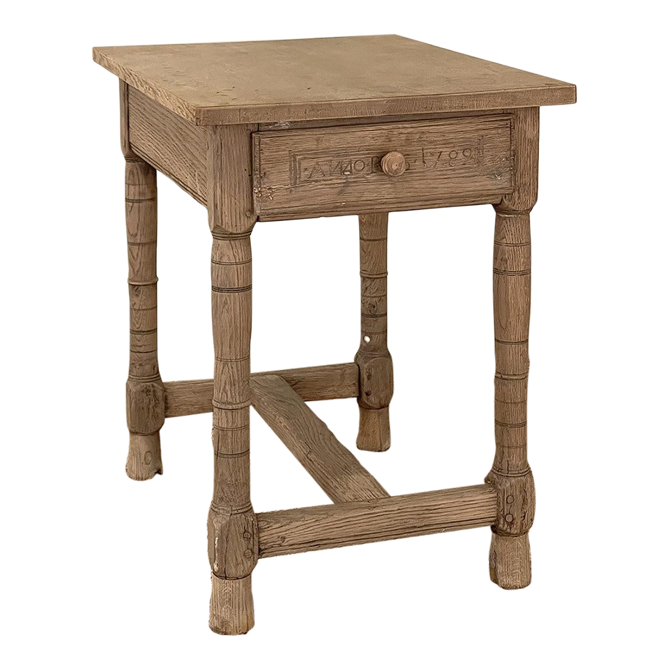 18th Century Rustic European End Table in Stripped Oak Chairish