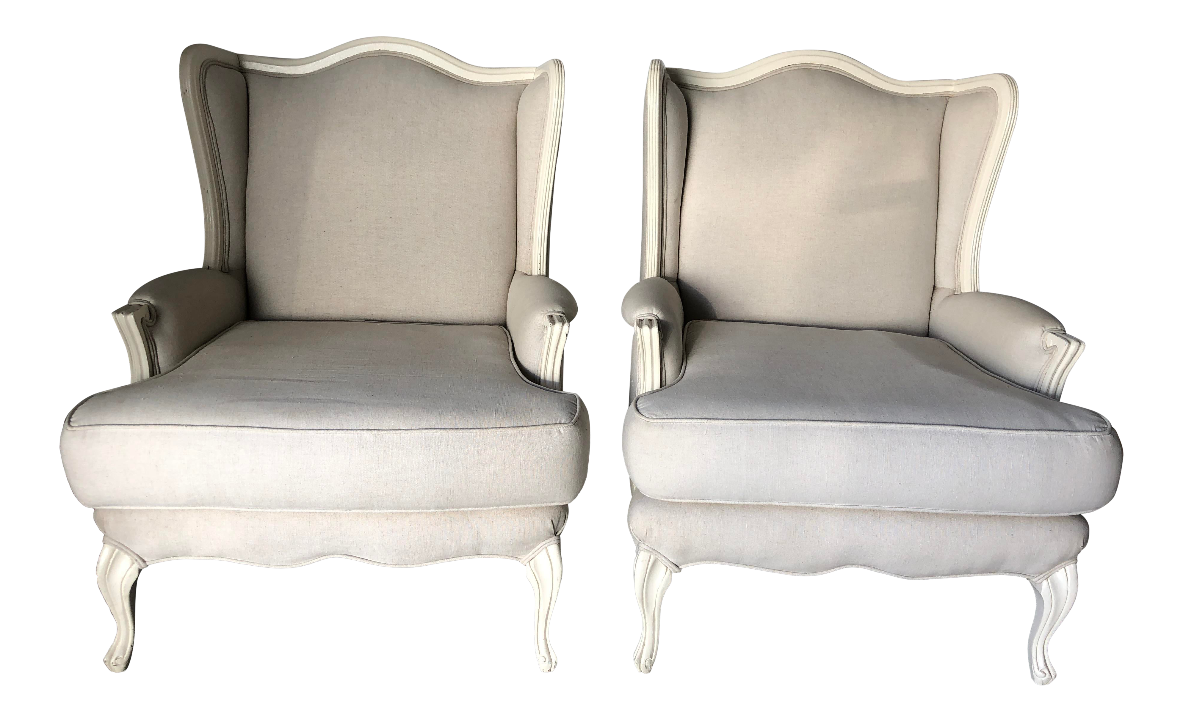 Vintage Wing Chairs 2 Pair Painted Antique White Chairish