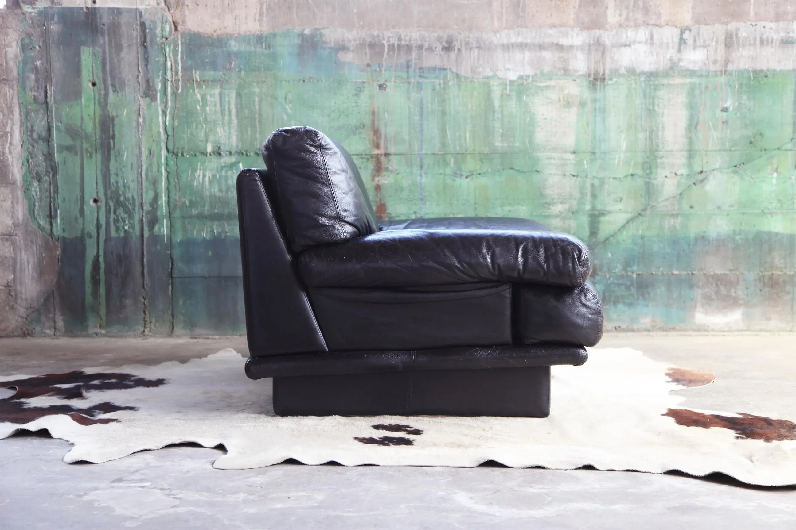 1980s Postmodern Italian Nicoletti Salotti Plinth Base Black Leather Lounge Chair Chairish