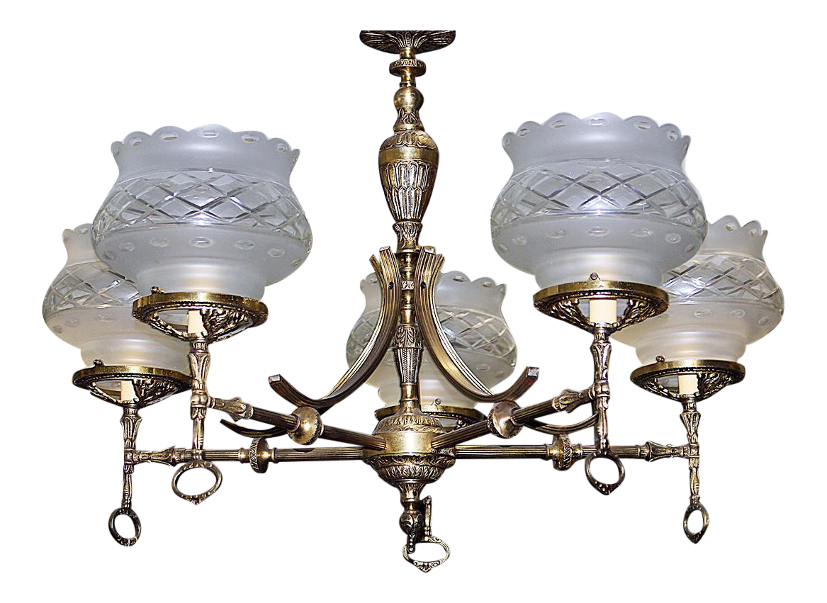 Vintage Victorian Gas Lamp Style Chandelier Chairish