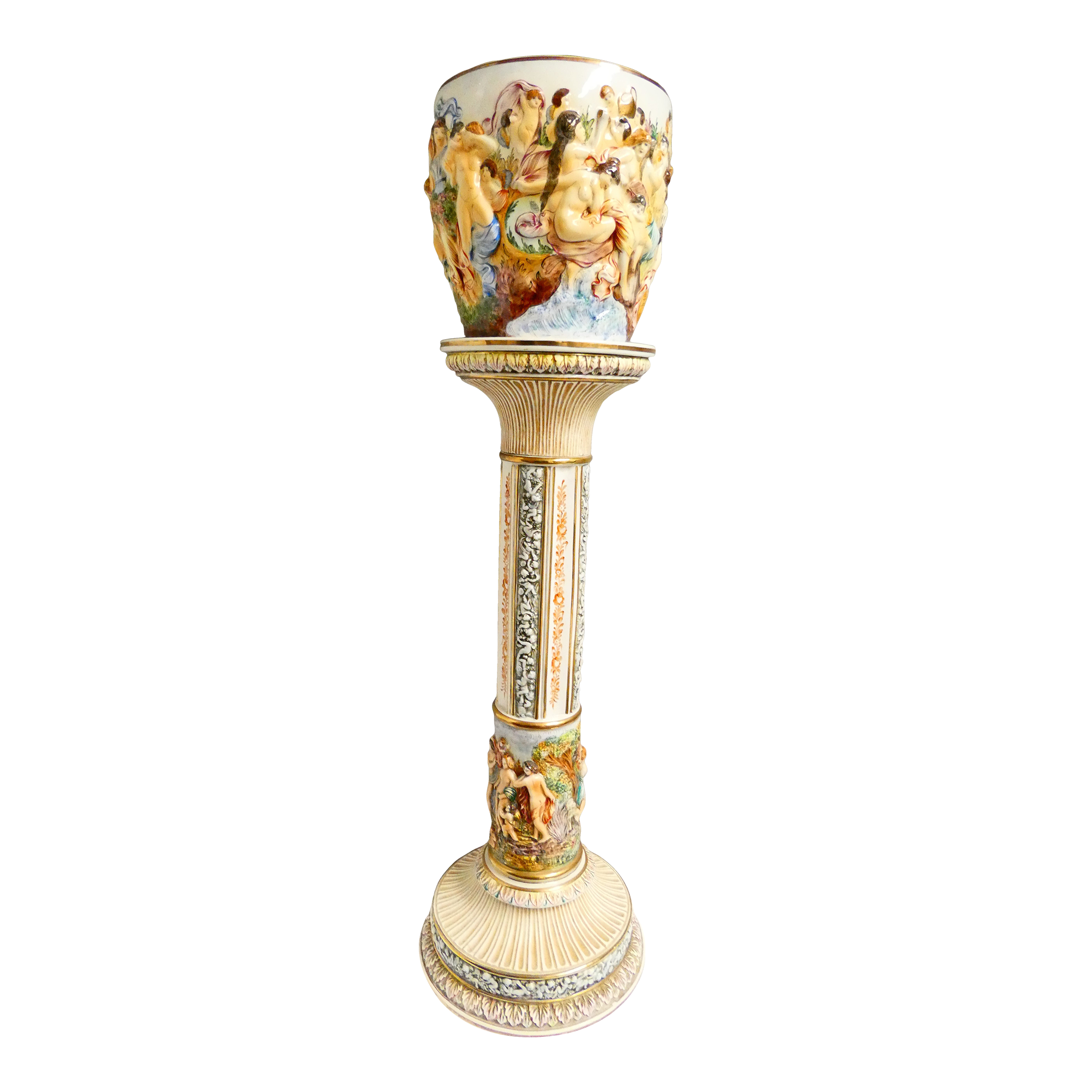 Late 19th Century Gb R Capodimonte Italy Neoclassical Pedestal With