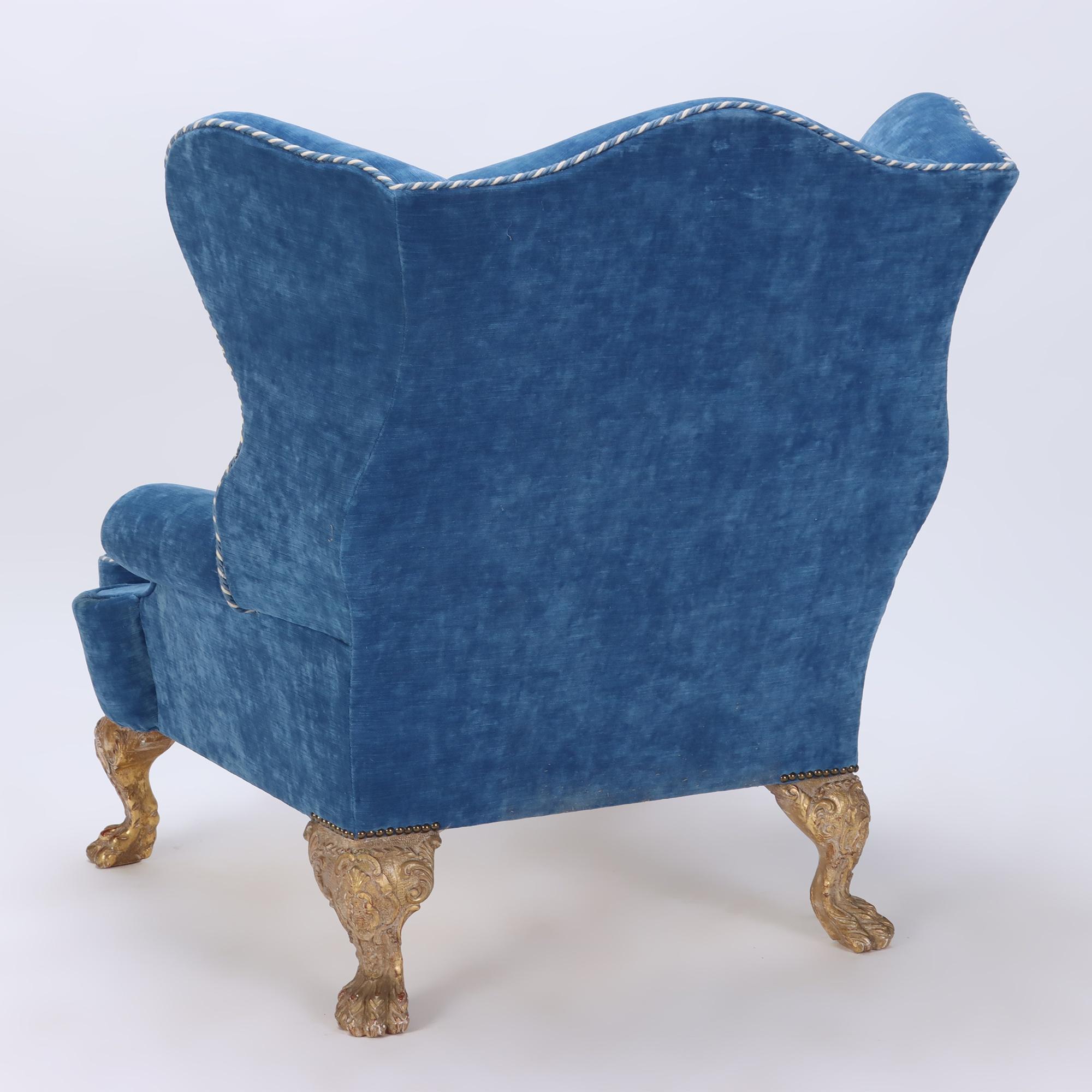 Antique blue chair sales