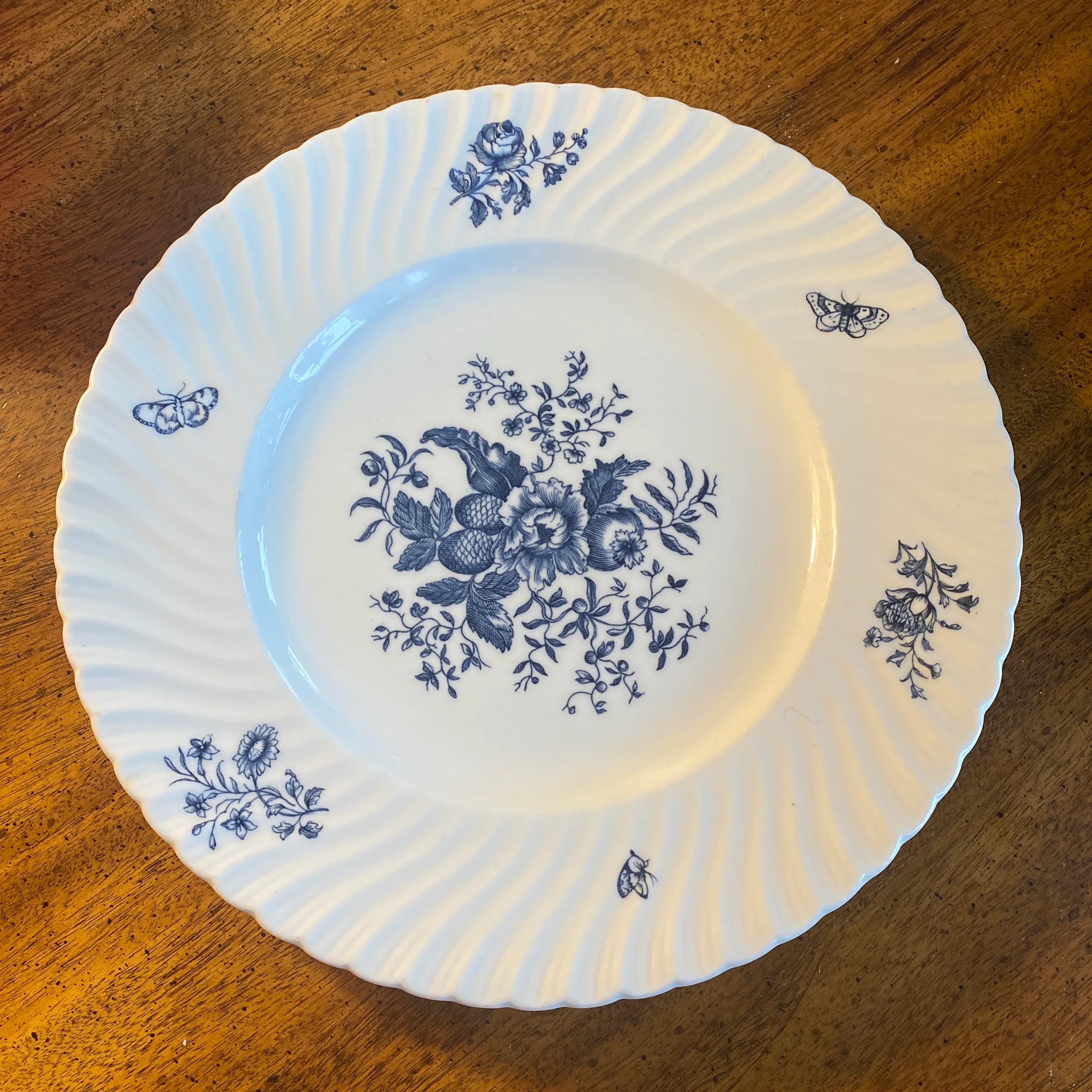 1990s Royal Worcester Blue Sprays Dinner Plate | Chairish