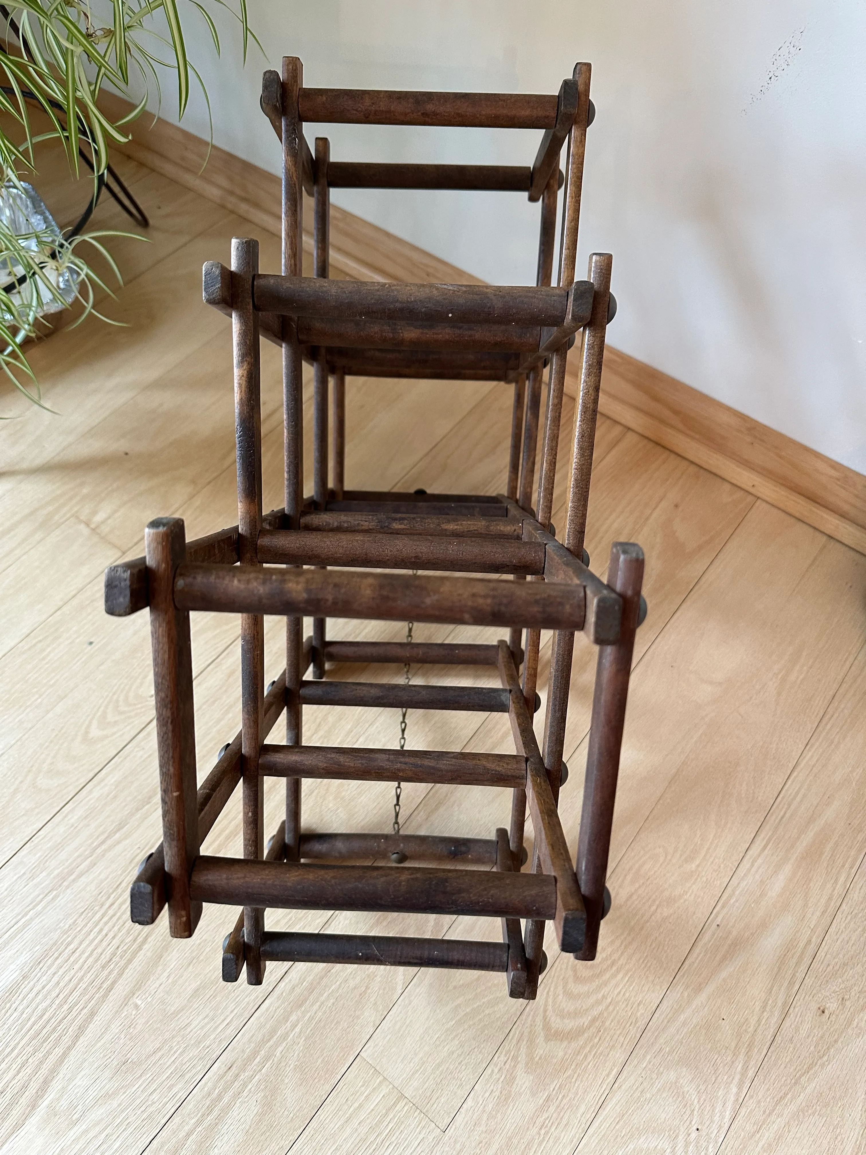 Vintage Accordian Folding Wood Wine Rack | Chairish