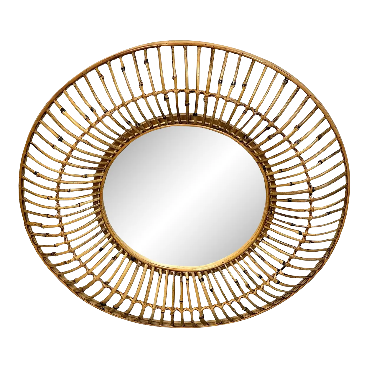 Albini Style Sunburst Bamboo & Rattan Mirror Chairish