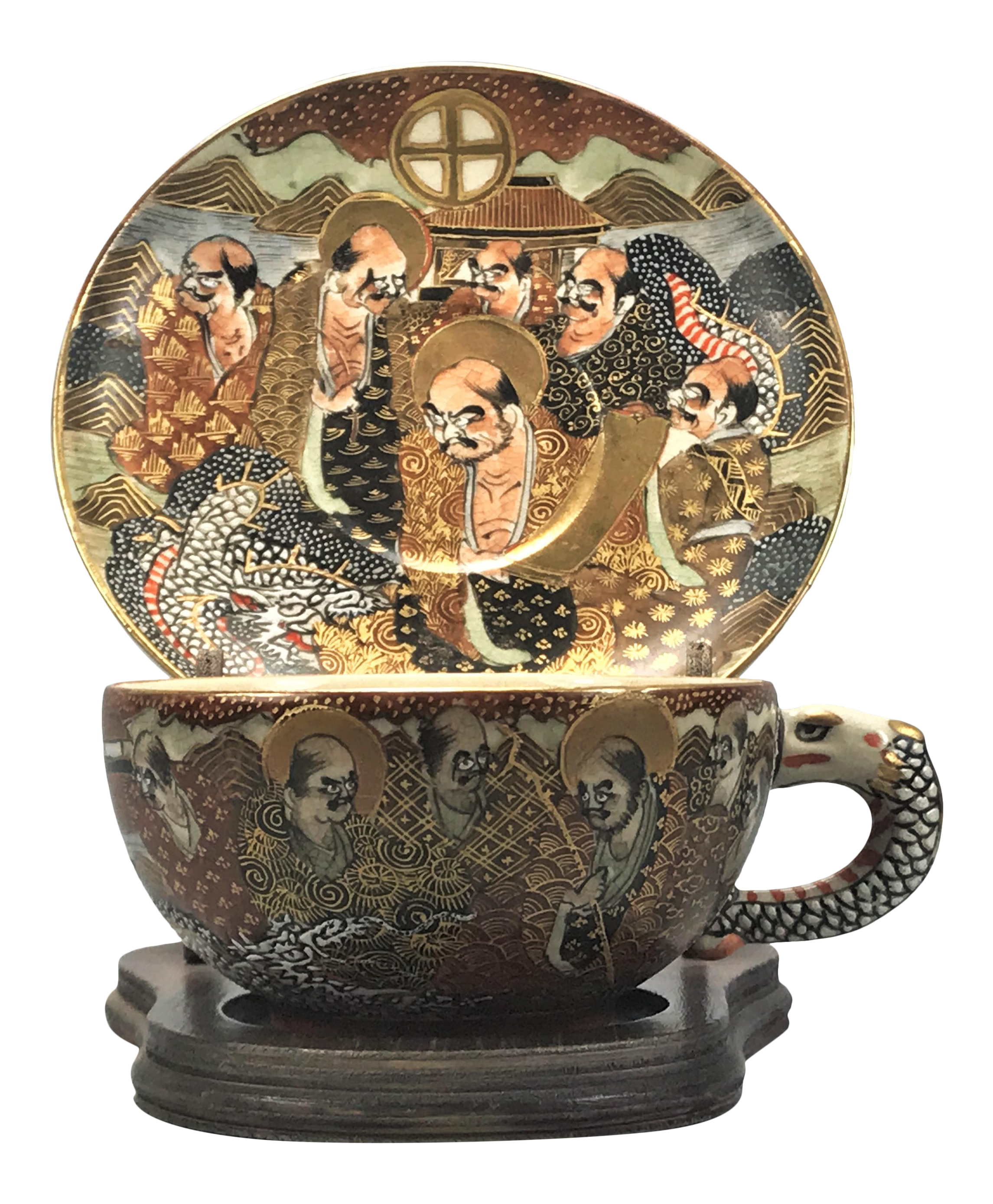 19th Century Japanese Hand-Painted Satsuma Ware Teacup and