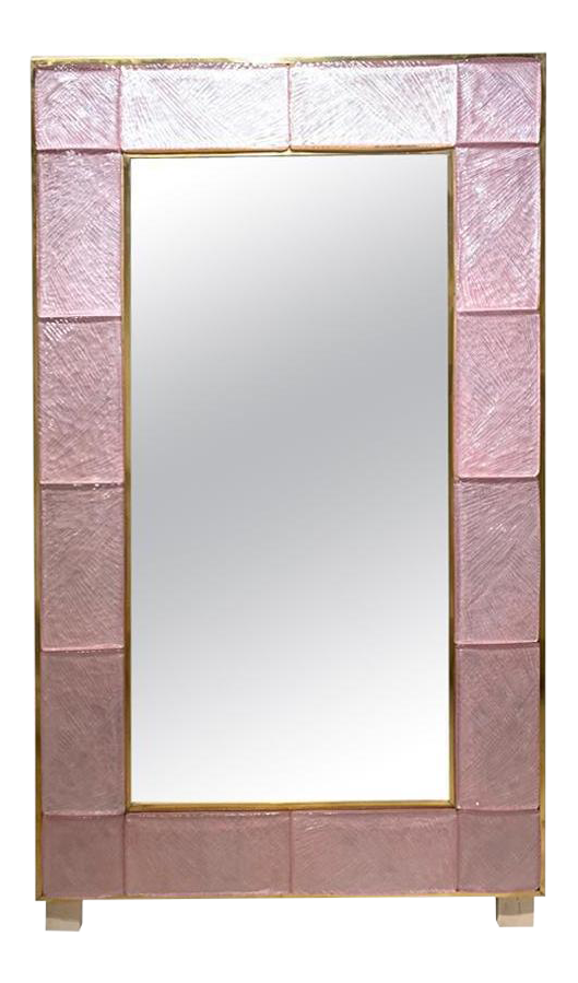 Early 21st Century Modern Pink Murano Glass and Brass Mirror Chairish