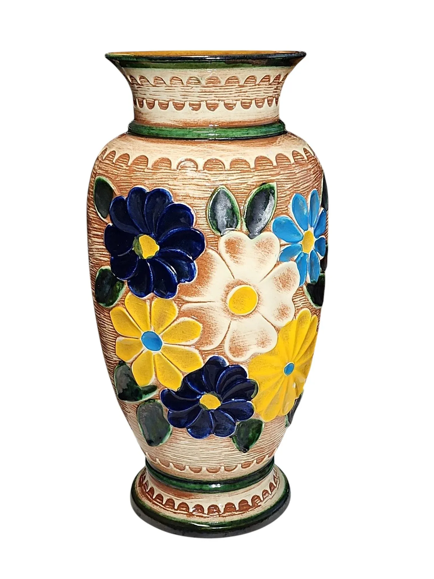 1960s Bay Keramik Large Floral Vase | Chairish