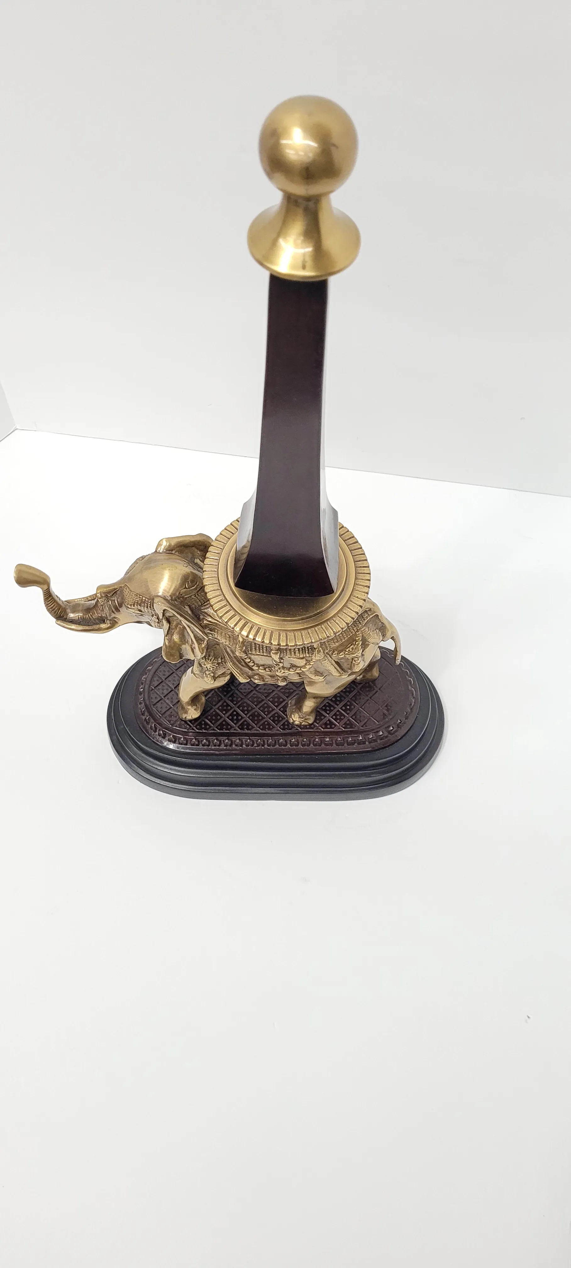 Vintage Brass Elephant Sculpture With Finial 20.5\