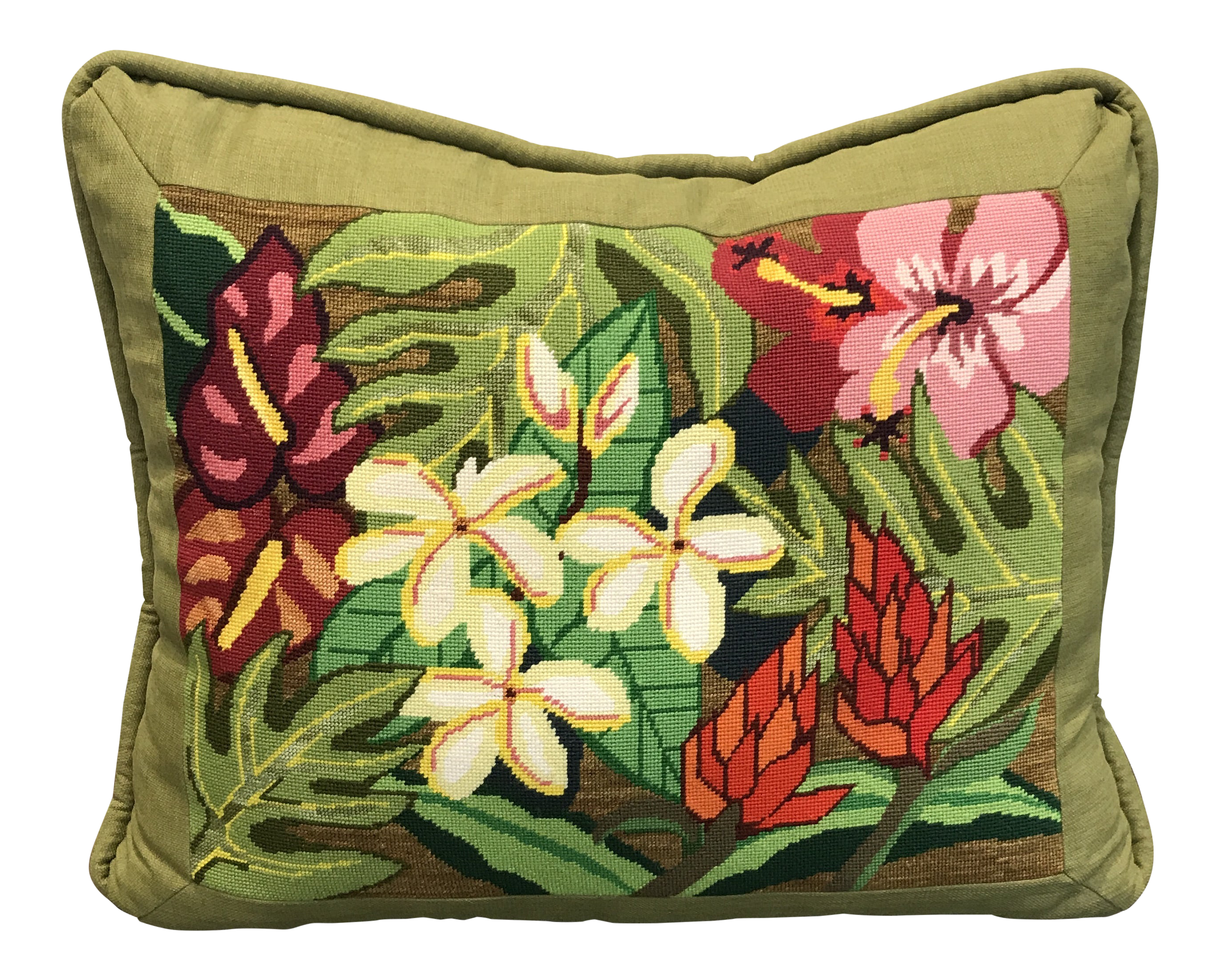 Boho Chic Extra Large Tropical Needlepoint Pillow Chairish
