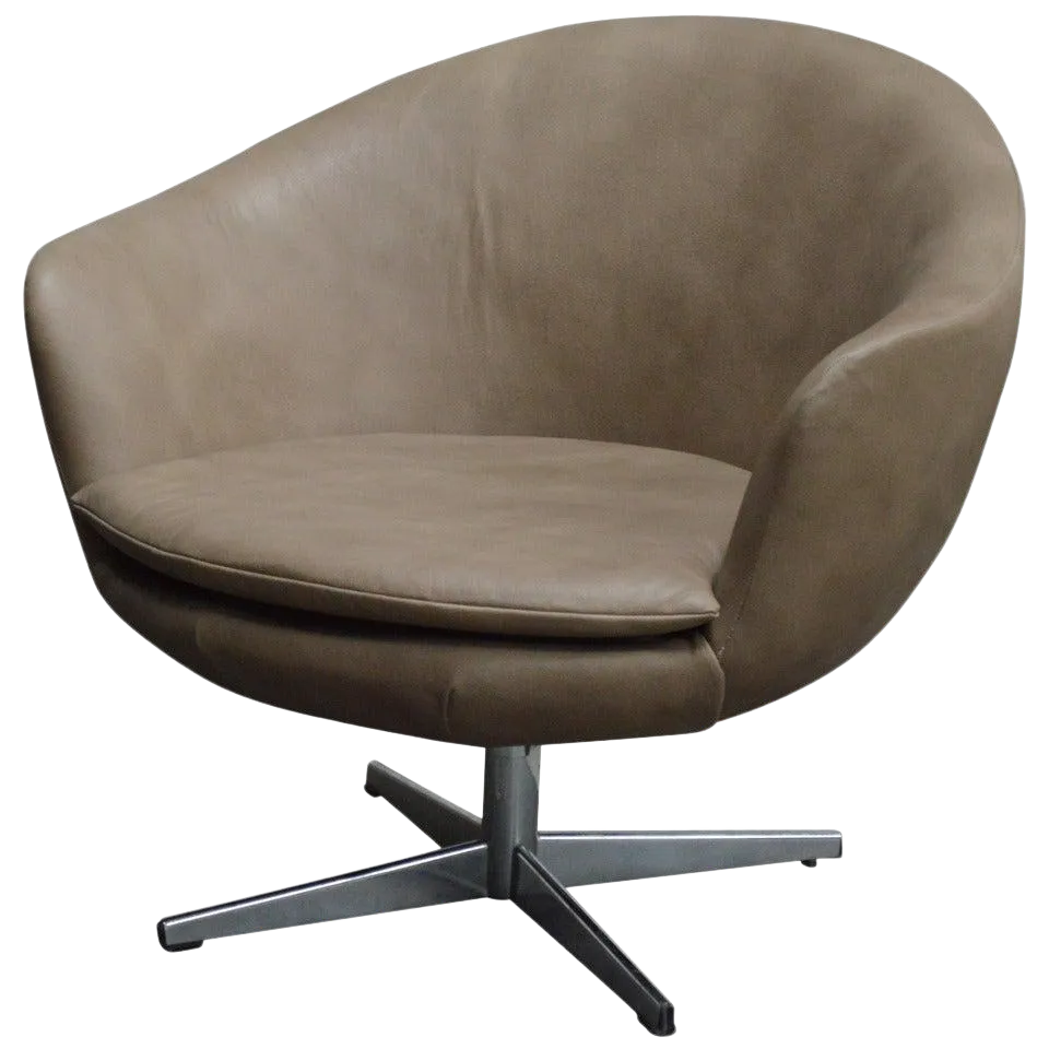 Vintage Swedish MidCentury Leather Swivel Arm Chair Chairish