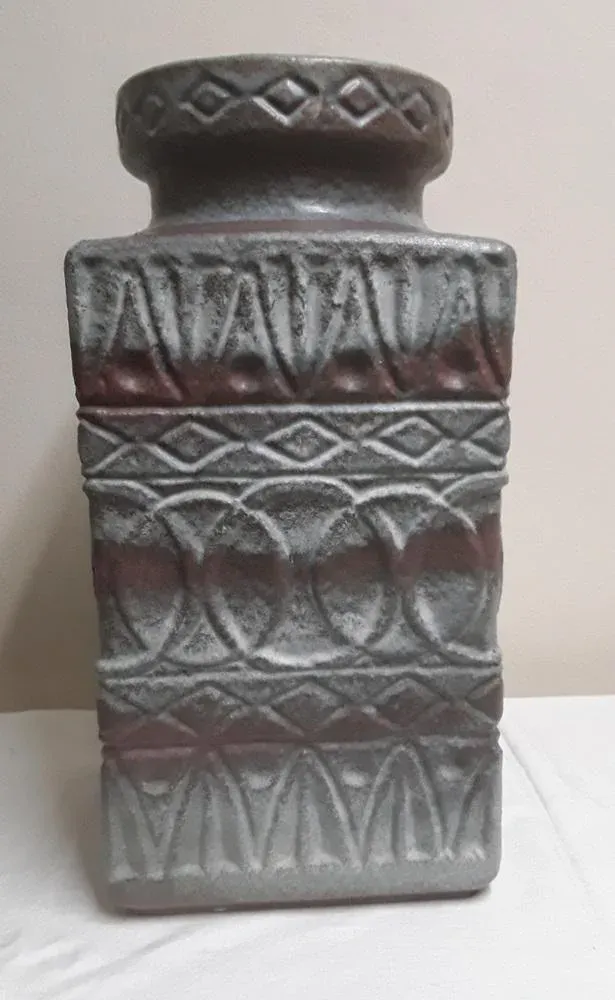 Vintage GermanCeramic Vase with Geometric Decor by B, 1970s