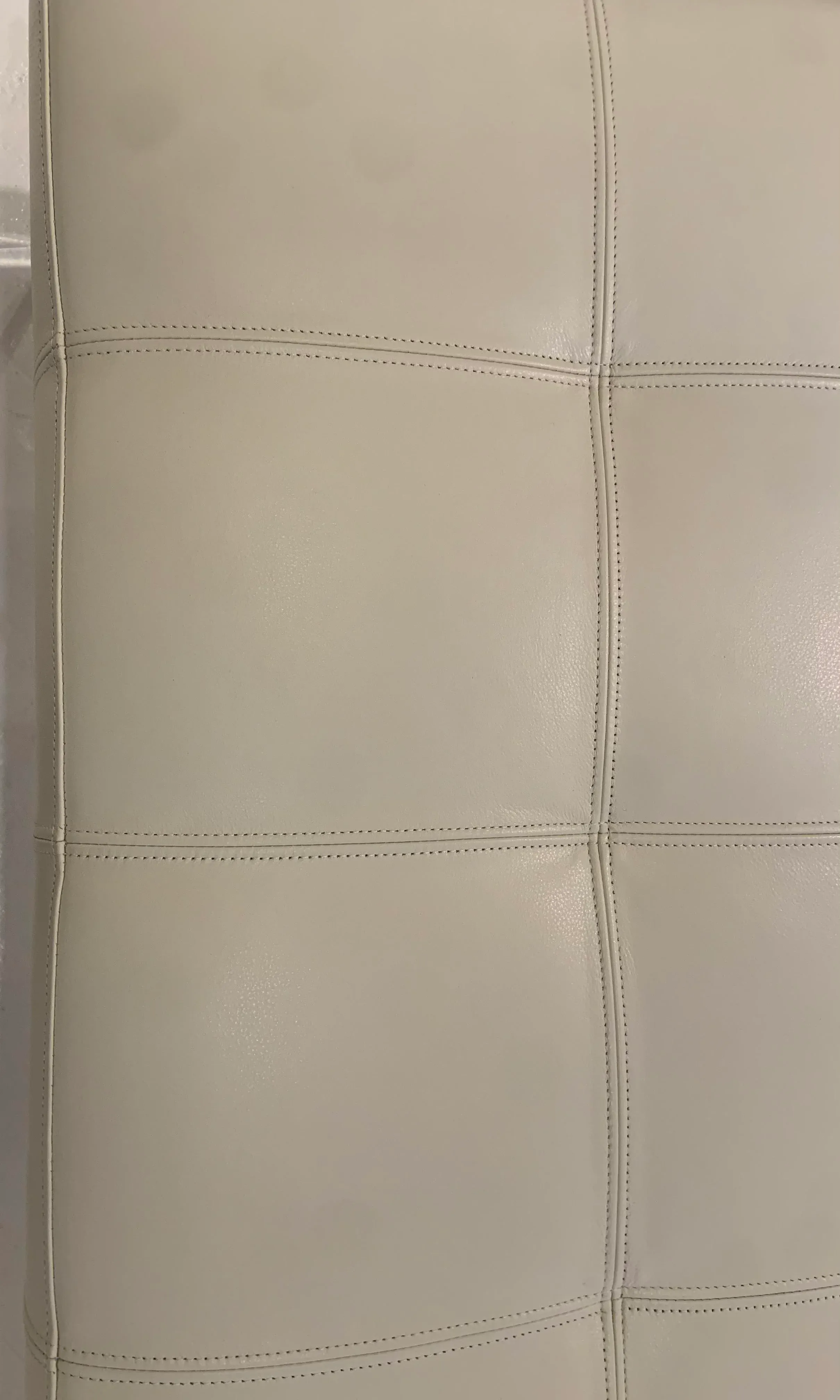 White Leather and Acrylic Bench With Metal Accents