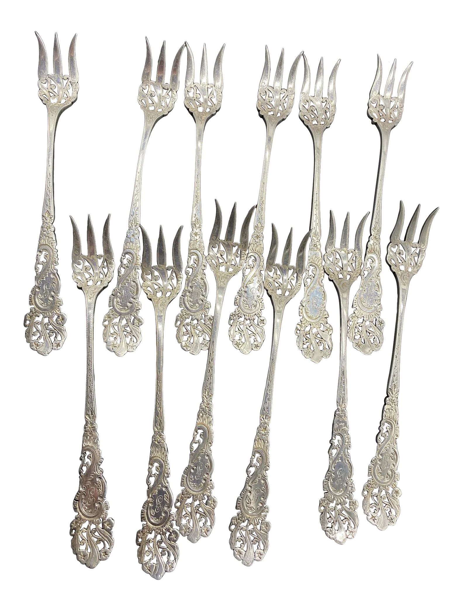 アンティーク　純銀　サラダ　フォーク　Dominick Antique Victorian Dominick & Haff Sterling Silver Seafood