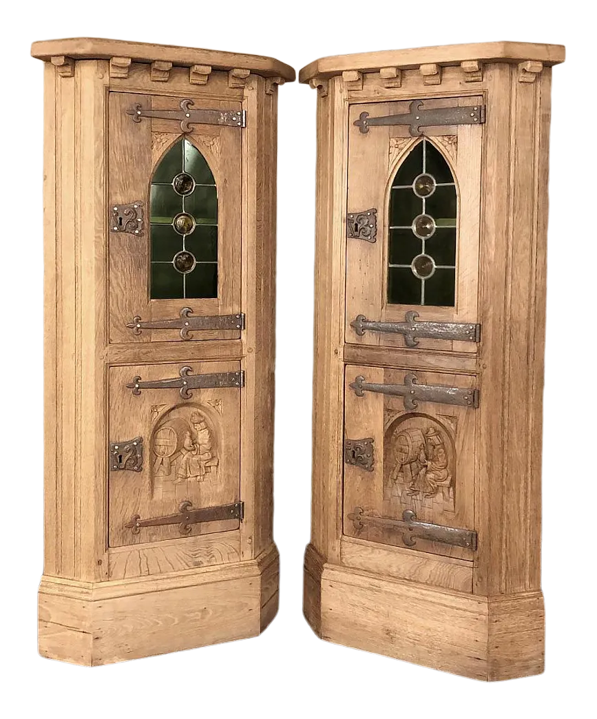 Pair Rustic Vintage Corner Wine Vitrines Chairish