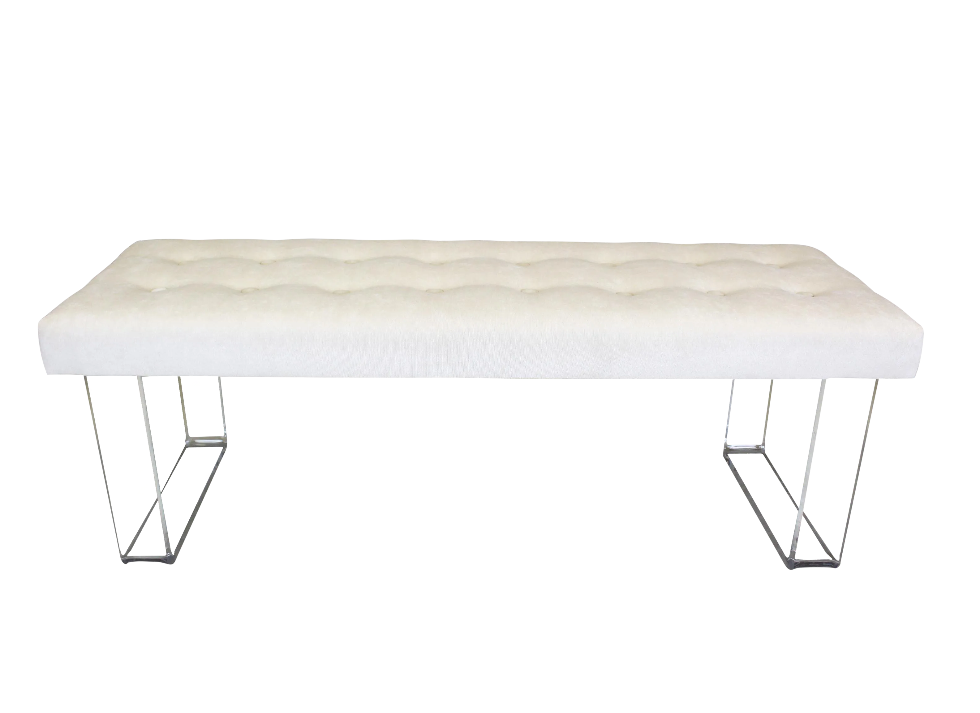 60 Inches Infinity Style Cream Velvet & Lucite Bench Lucite Bench