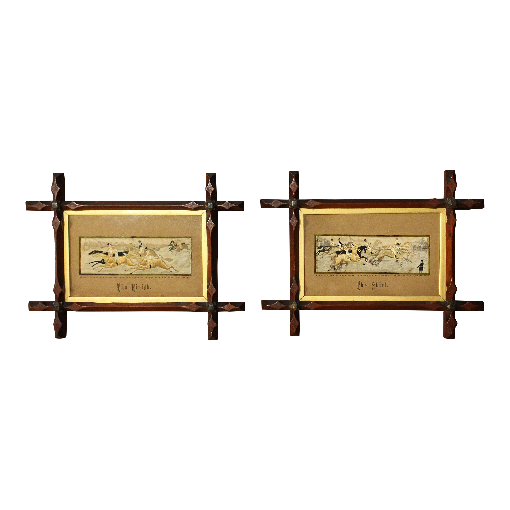 Late 19th Century English Pair of Stevengraph Horse Race Pictures