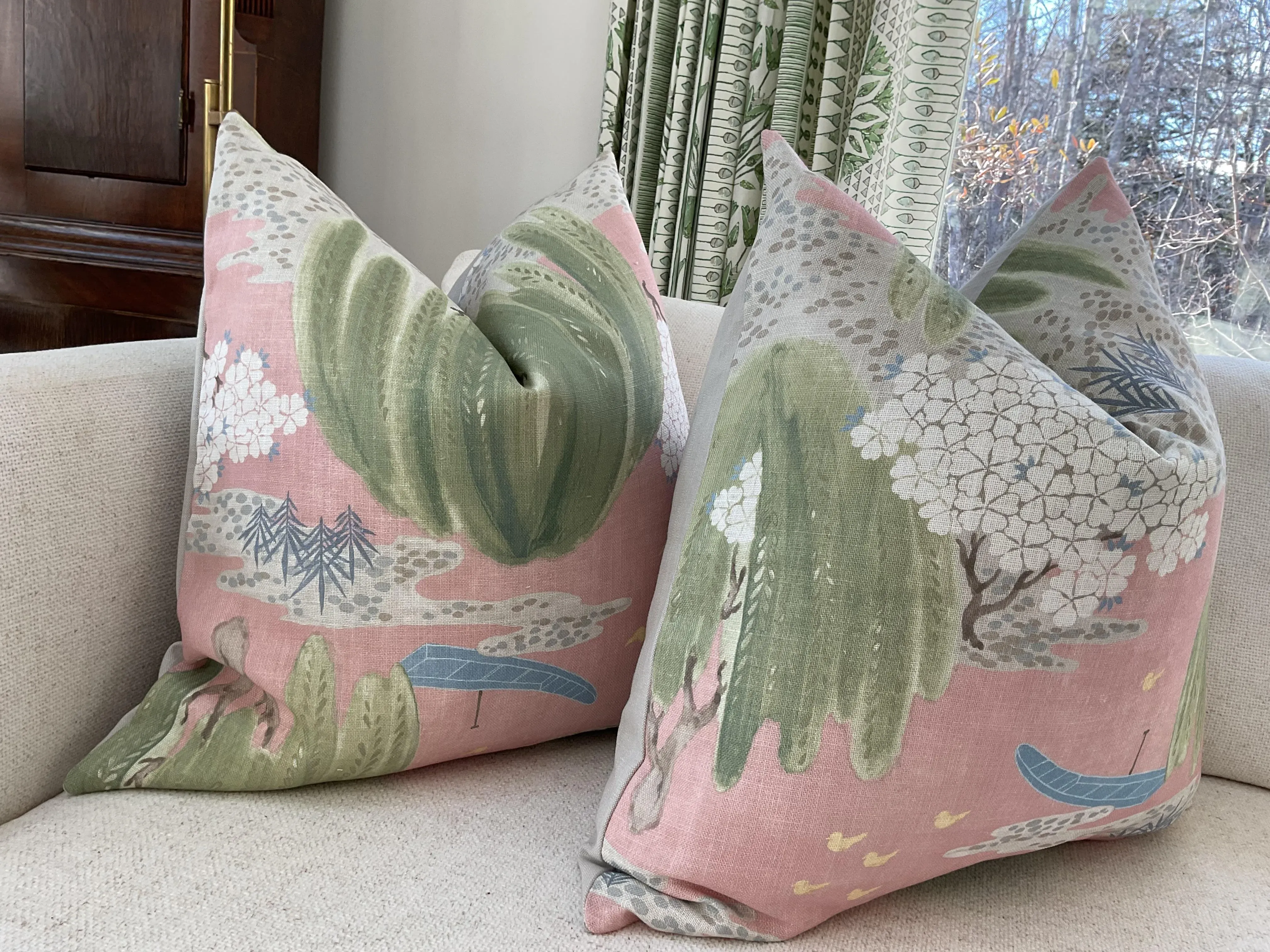 Thibaut Anna French Willow Tree in Blush-Plush Down Filled Pillows