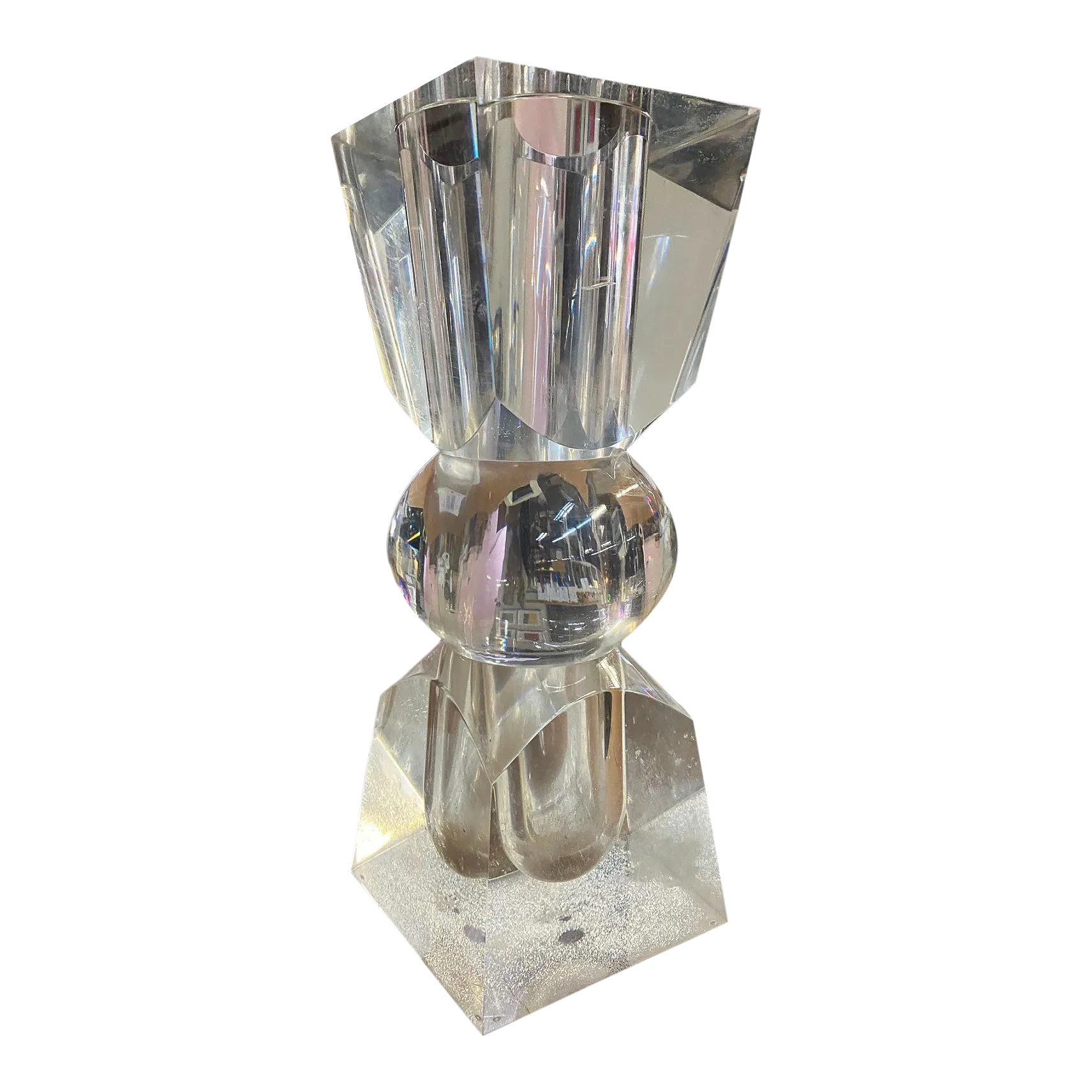 1950s Large Hand Sculpted Mid Century Lucite Candle Stick Holder Chairish