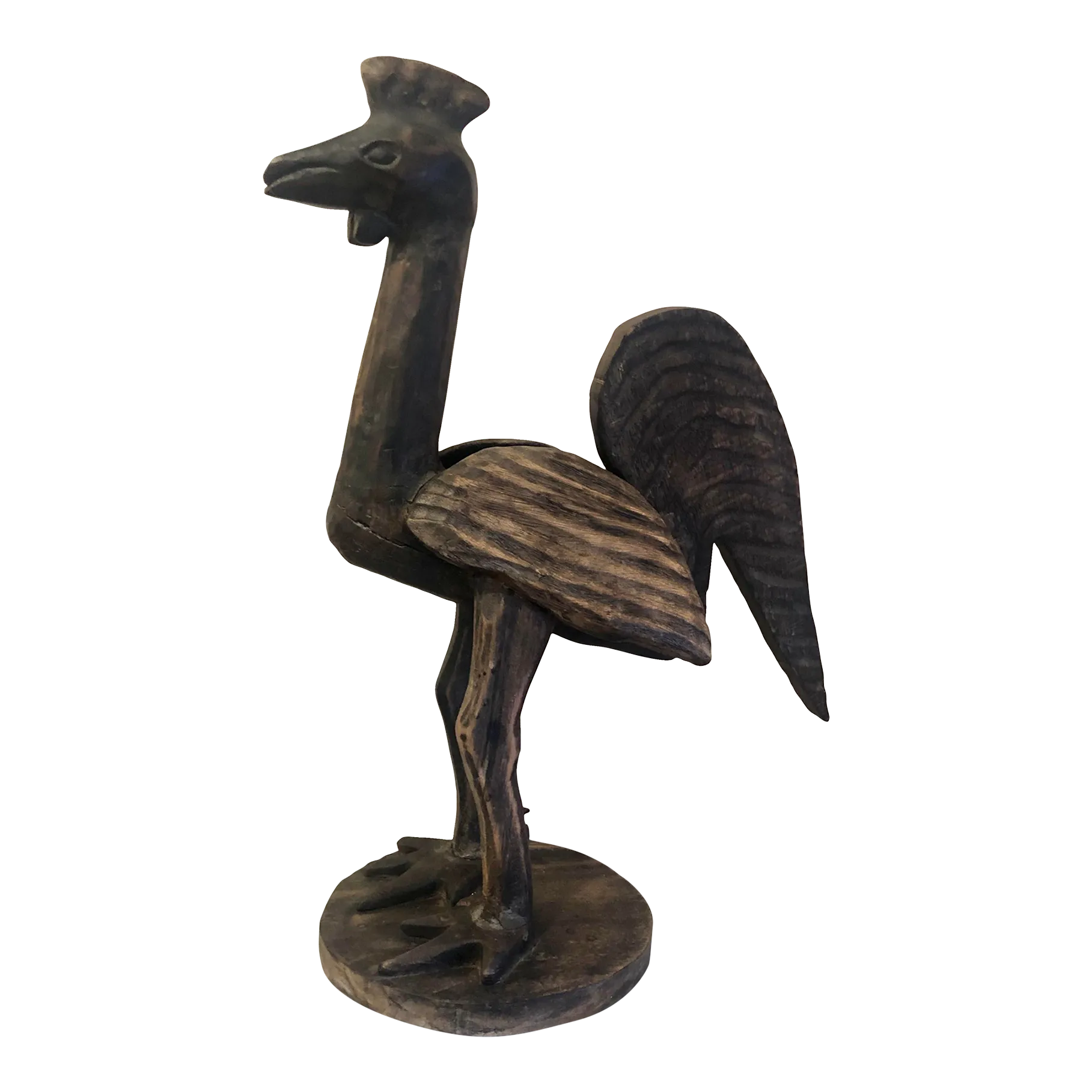 Primitive Antique Folk Art Hand Carved Rustic Giant Wooden Chicken