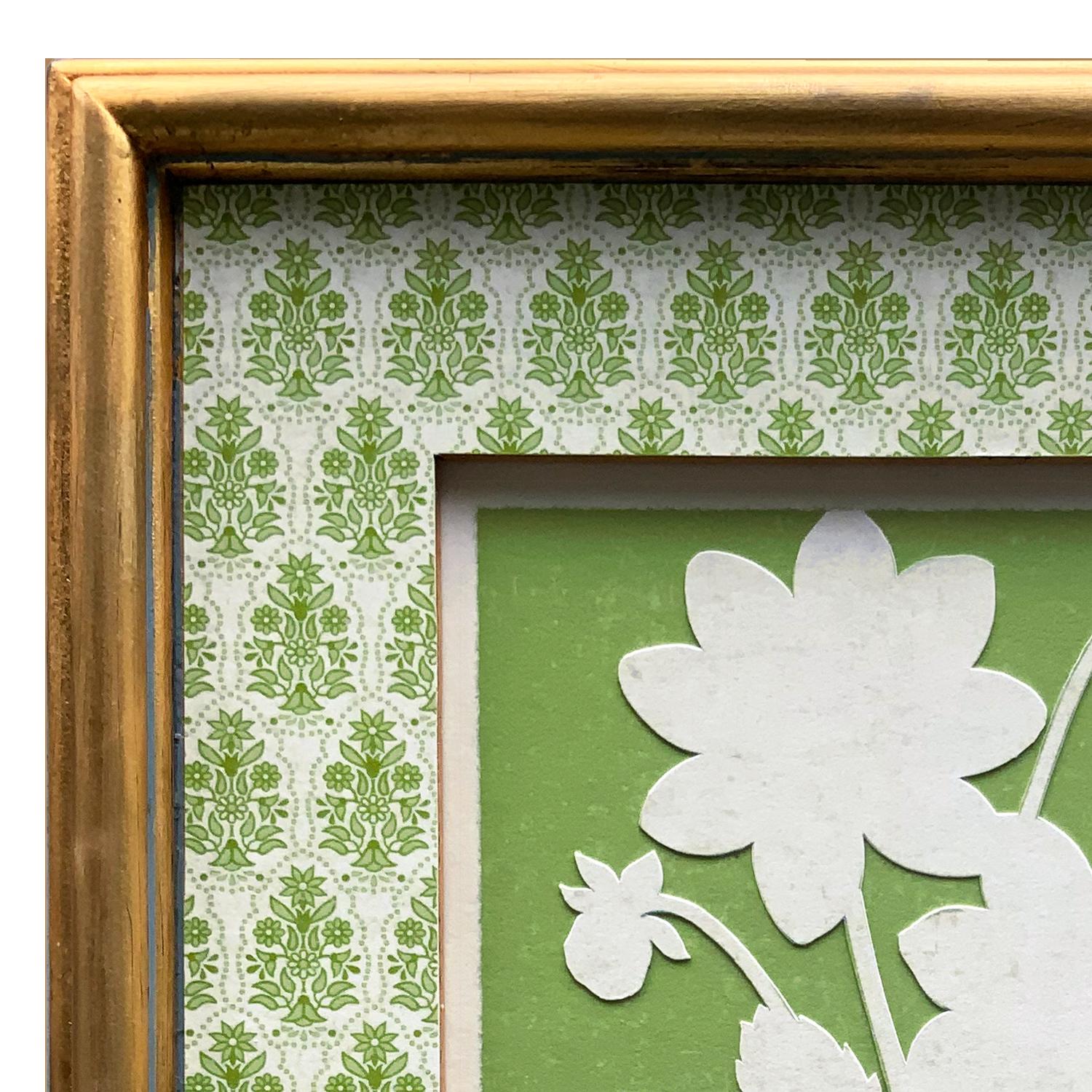 Contemporary Green and White Paper-Cut Botanical in Hand-Made Frame |  Chairish, image size:1500x1500
