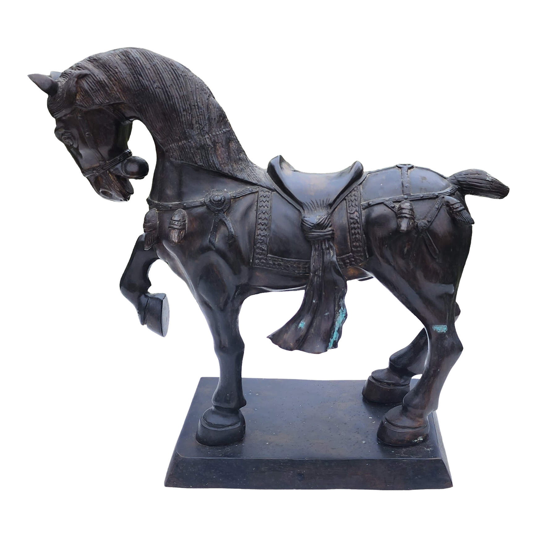 Fine Vintage Bronze Chinese War Horse Sculpture, 3rd Quarter 20th