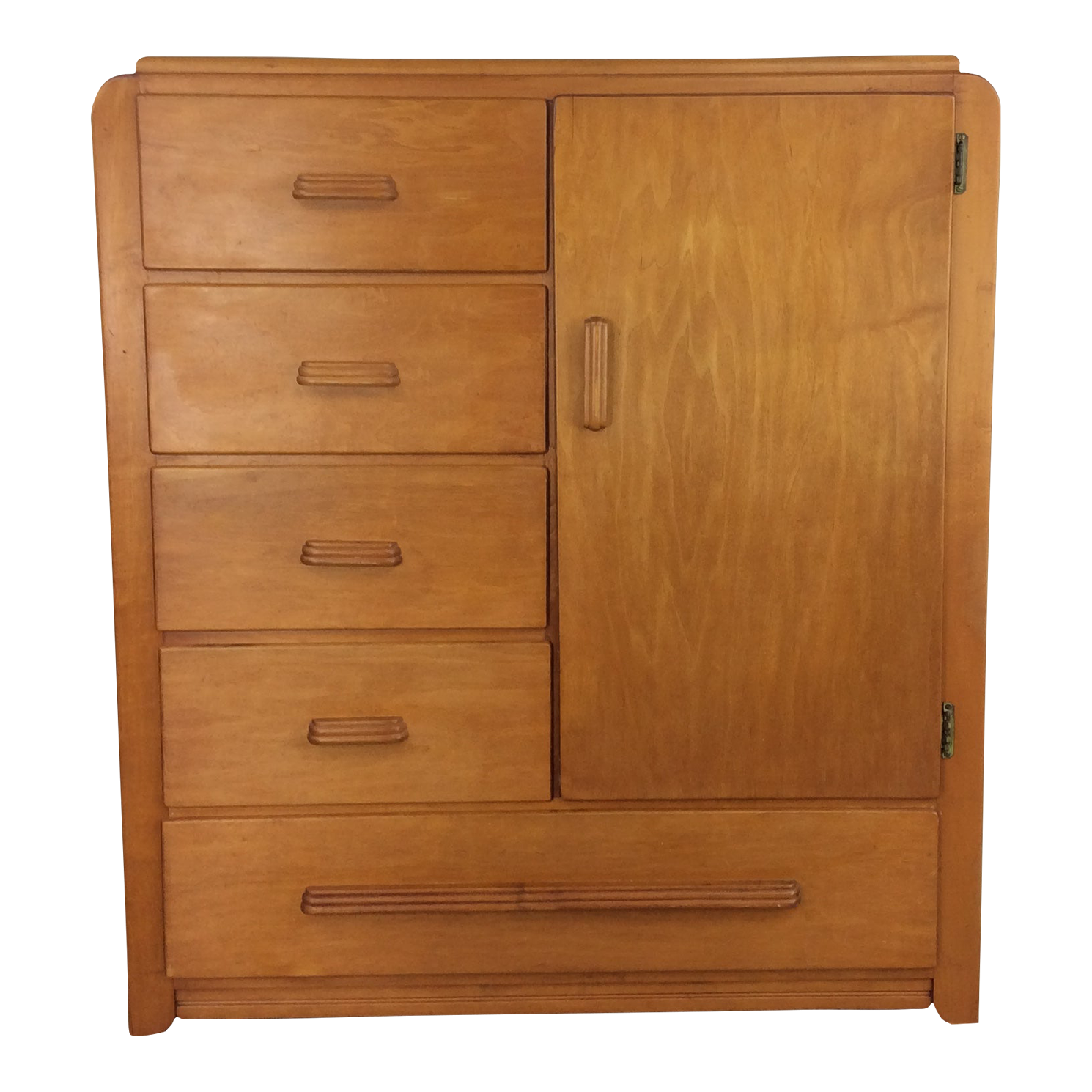 Art Deco Waterfall Style Armoire With Five Drawers Chairish