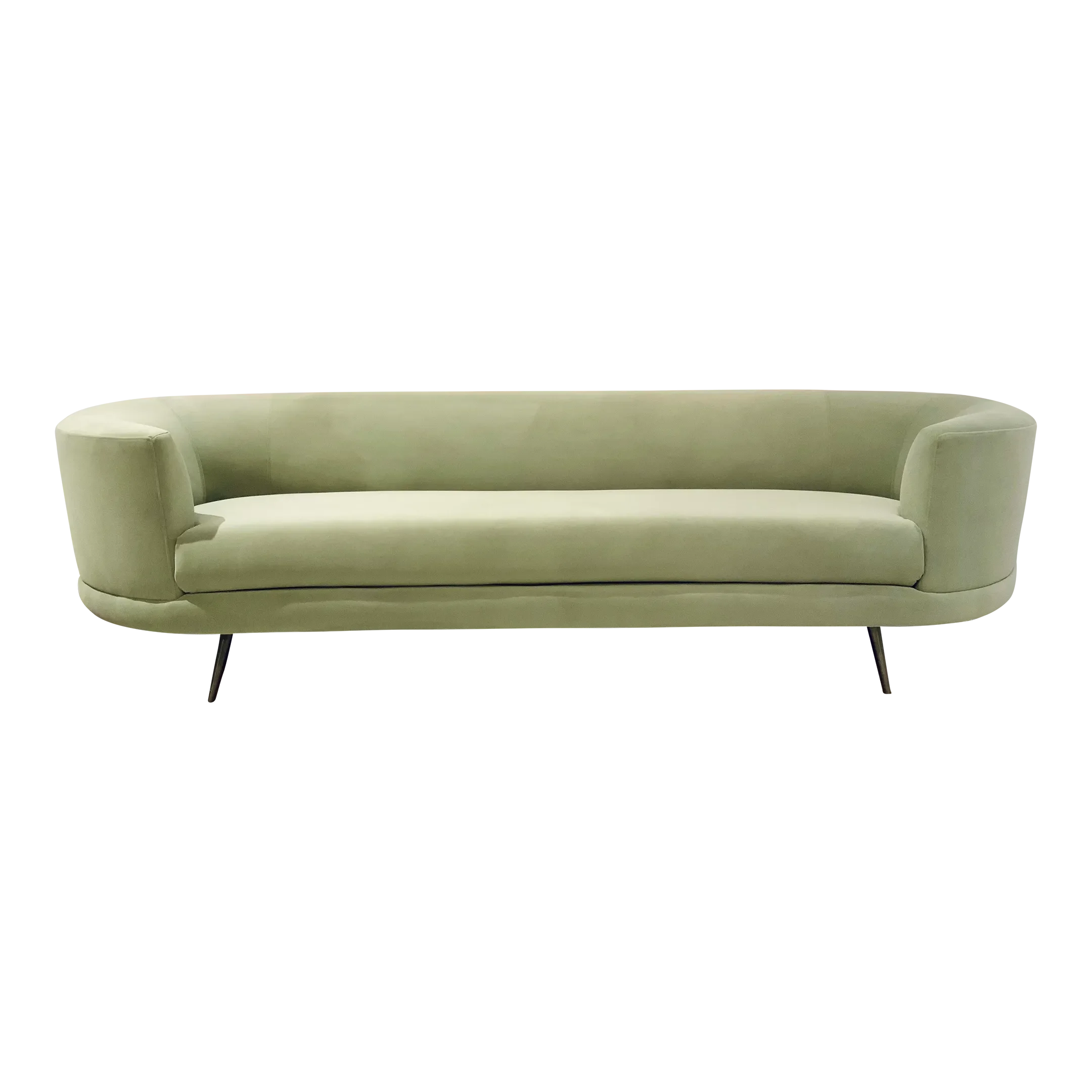 Modern Willow Green Velvet Curved End Sofa Chairish