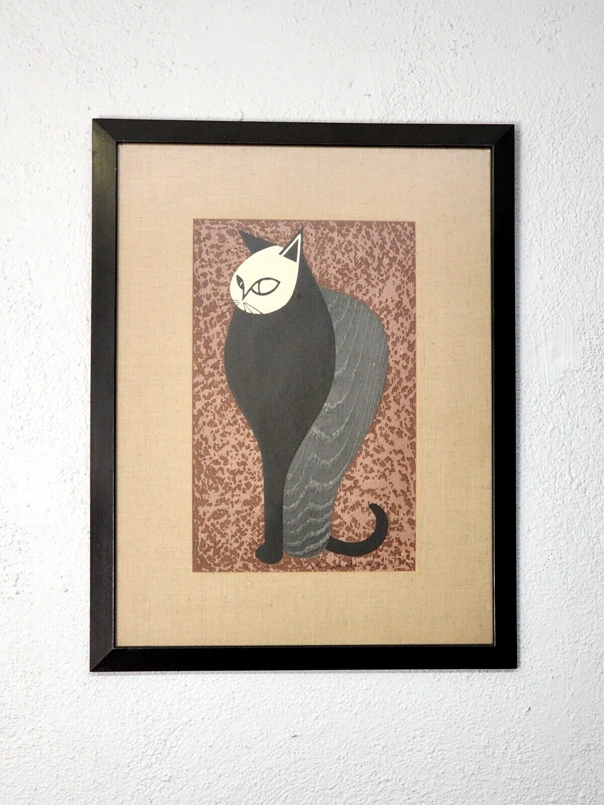 手作額付き銅版画 title「Acoustic Kitty」 絵画