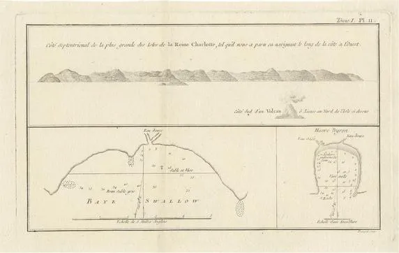 Antique Map of the Islands Within the Queen Charlottes Islands