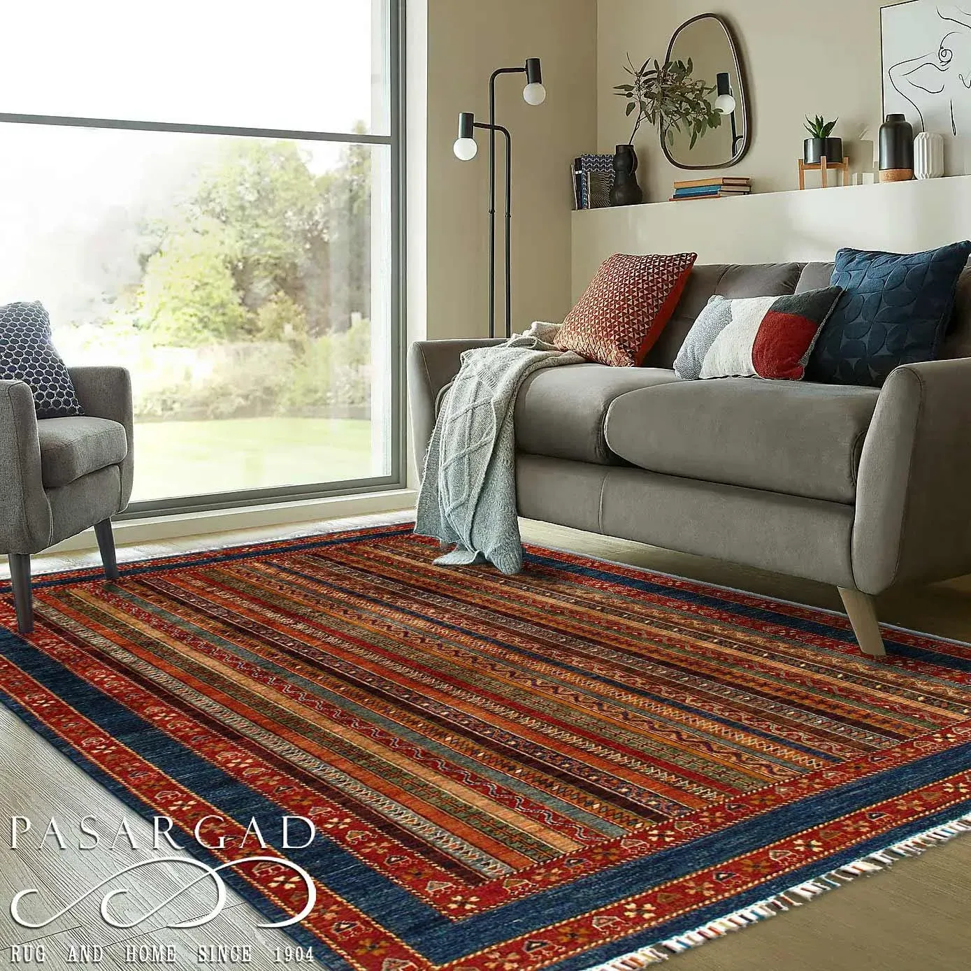 Double drum setPasargad DC Fine Hand Knotted Kazak Rug