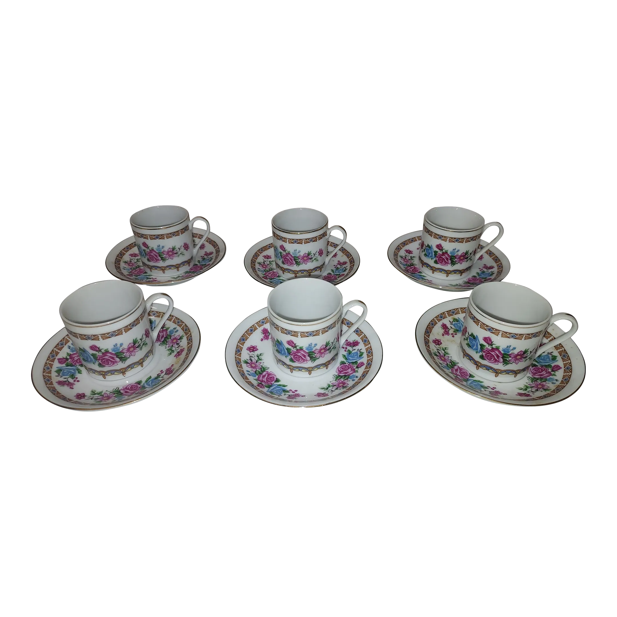 1950s Fine China Cup and Saucer Set- 12 Pieces