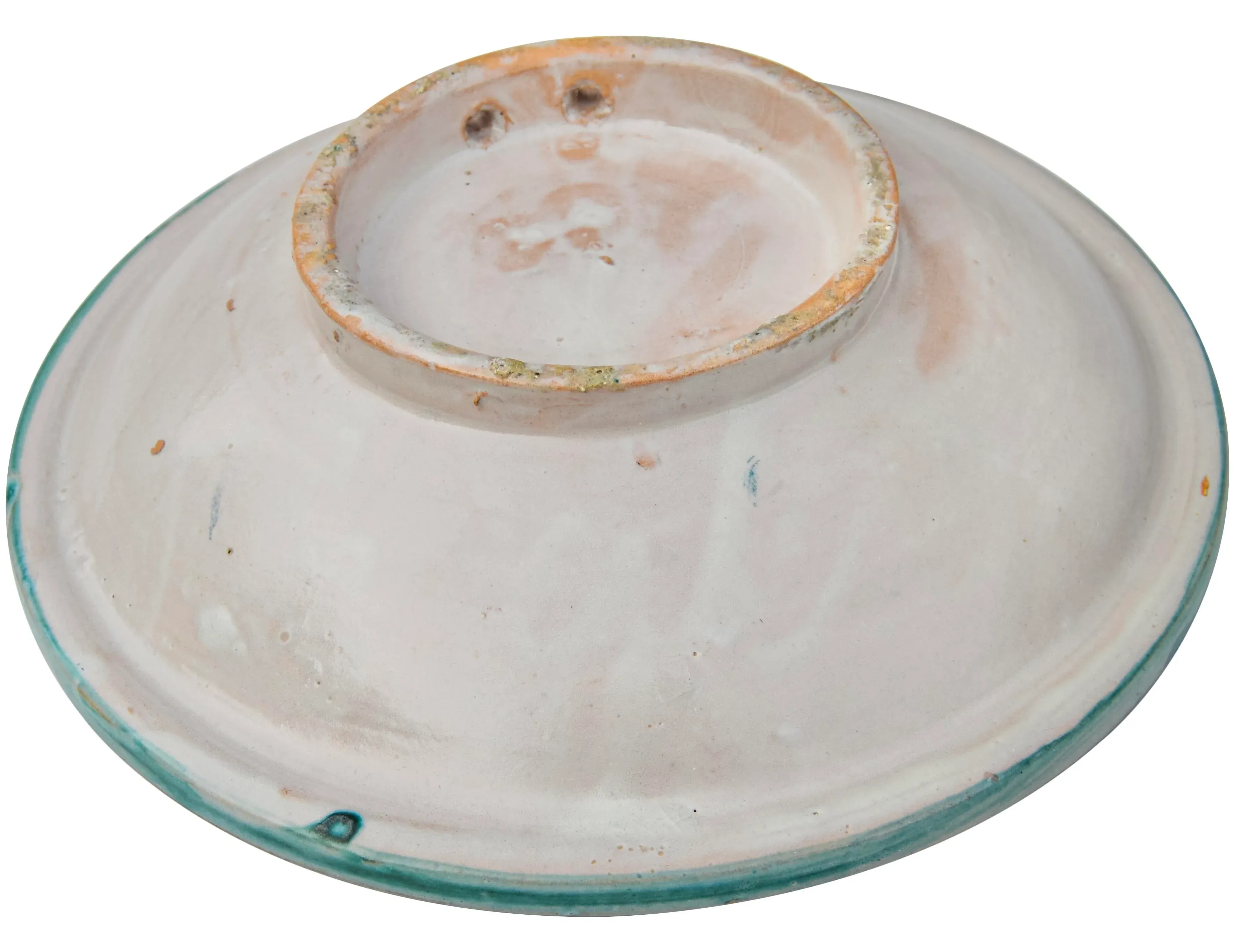 Mid 20th Century Orange & Teal Andalusian-Patterned Ceramic Wall Plate