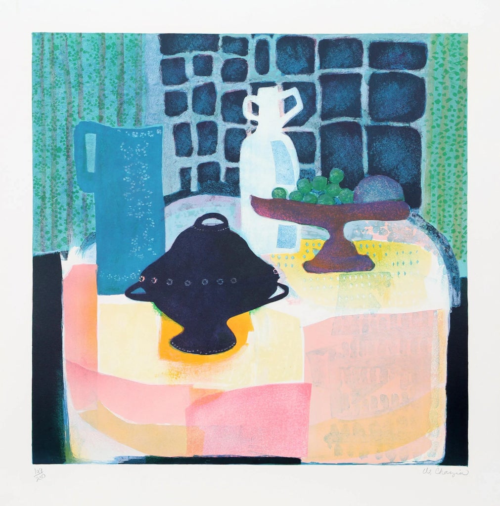 Black Soup Tureen, Signed Lithograph by Wendy Chazin | Chairish