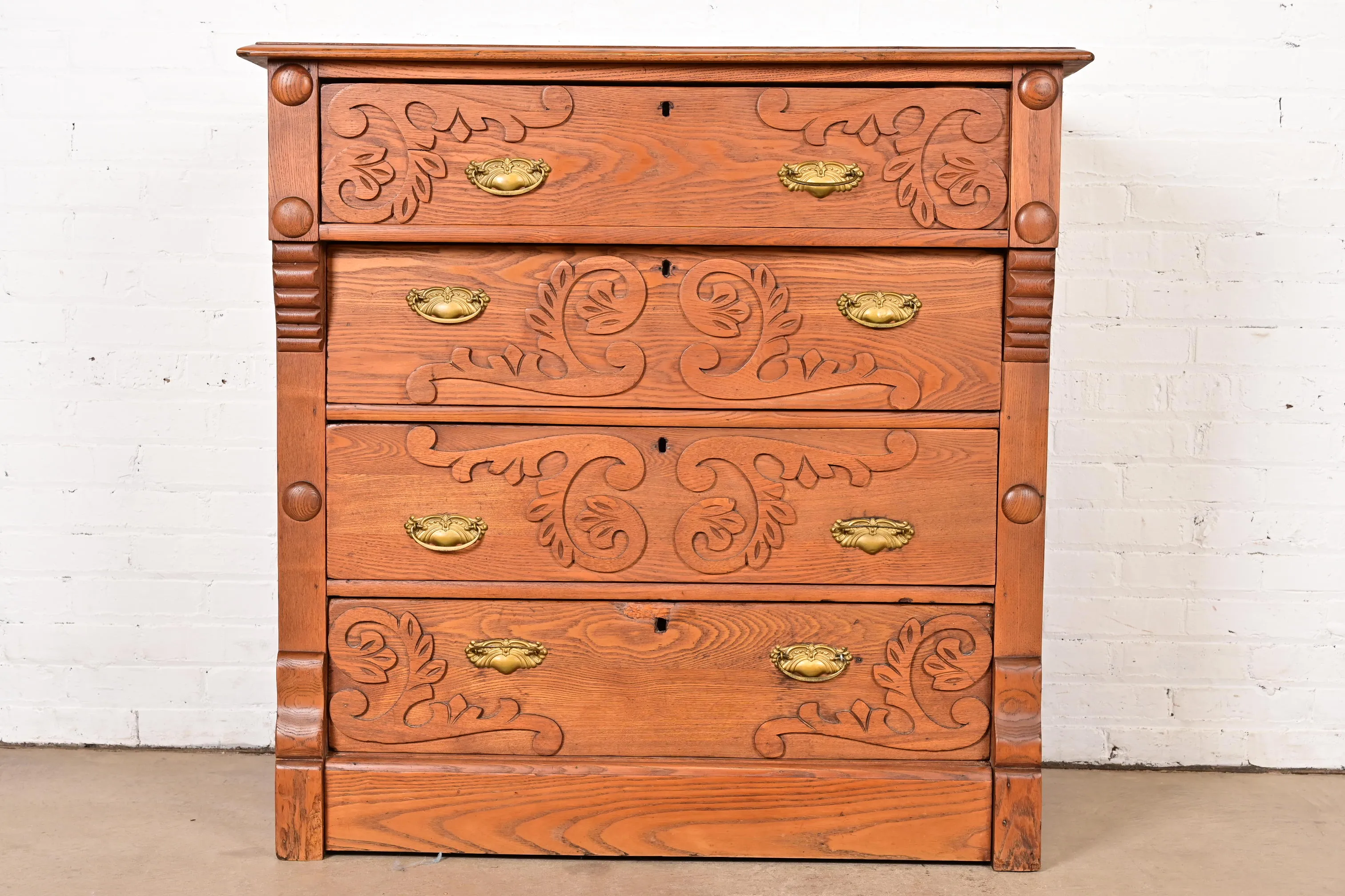 vintage victorian dresser Antique Eastlake Tiger Oak with Beveled Mirror, c.19  Supply Antique Victorian Carved Oak Dresser