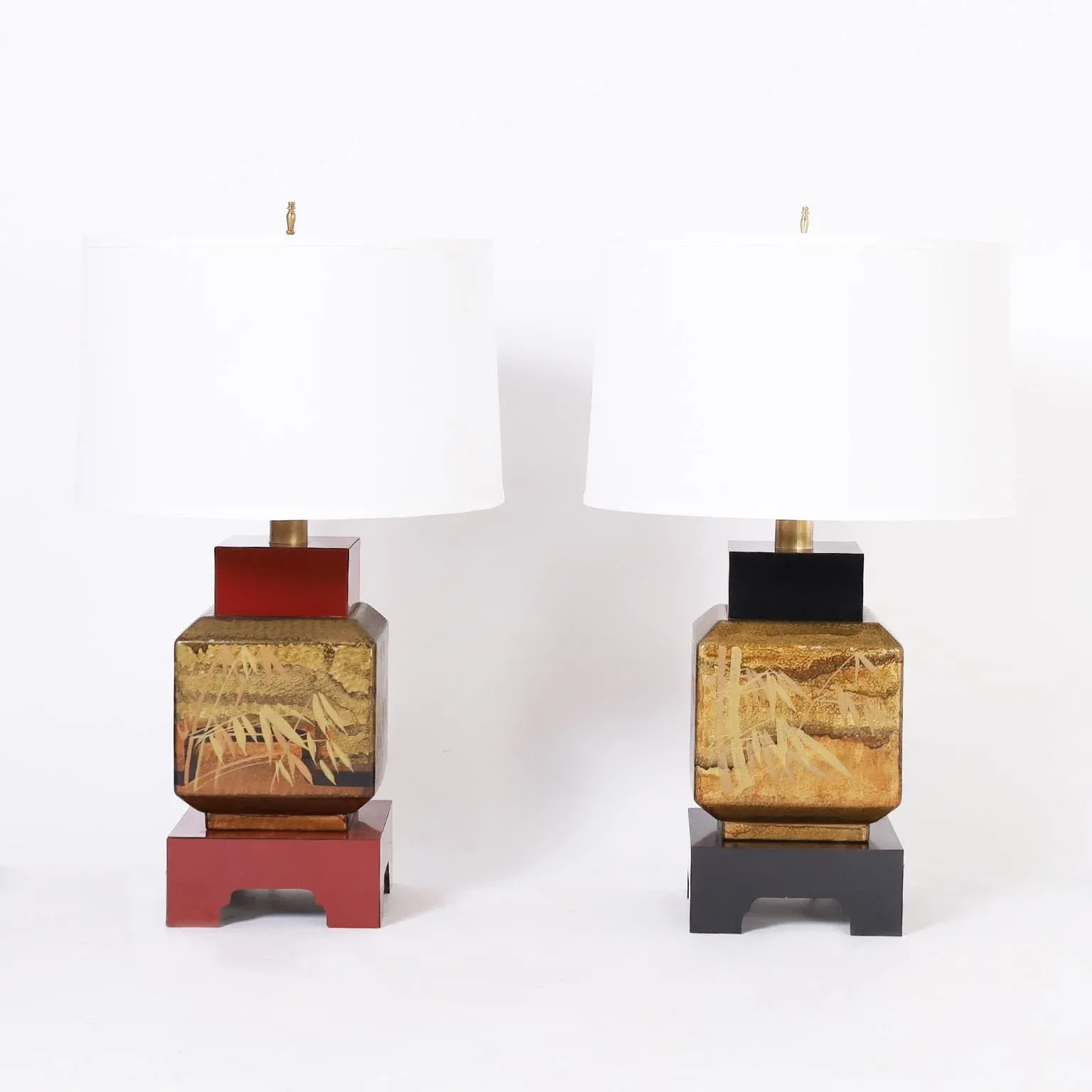 Pair of Mid-Century Asian Modern French Table Lamps, image size:1536x1536