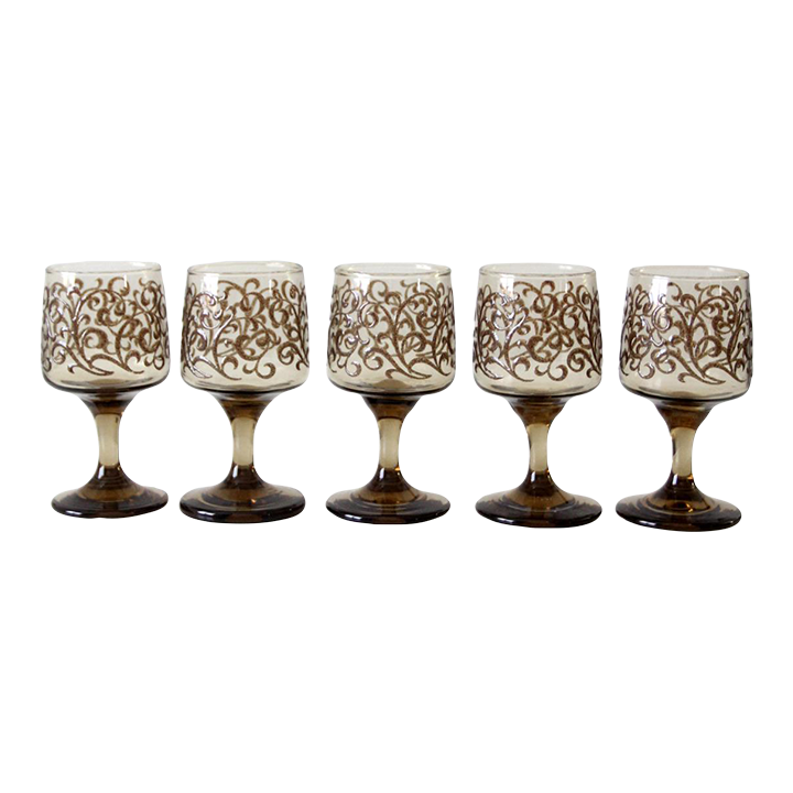 Vintage Libbey Prado Scroll Wine Glasses Set of 5 Chairish