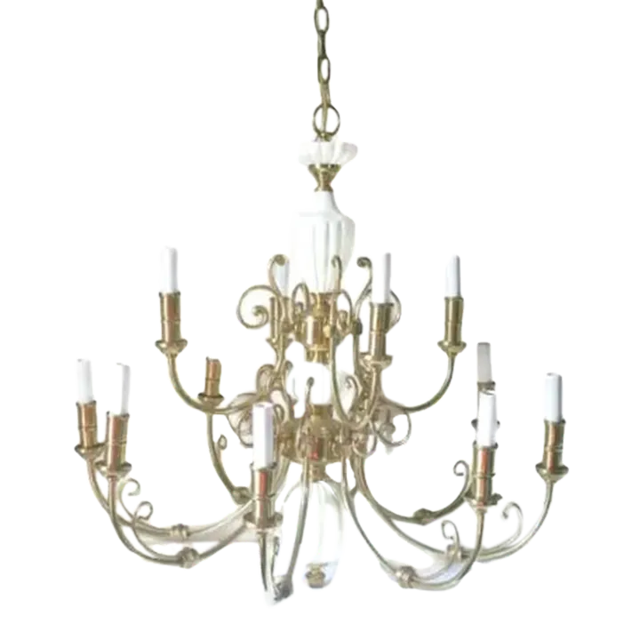 1970s Ceramic Brass Chandelier Chairish