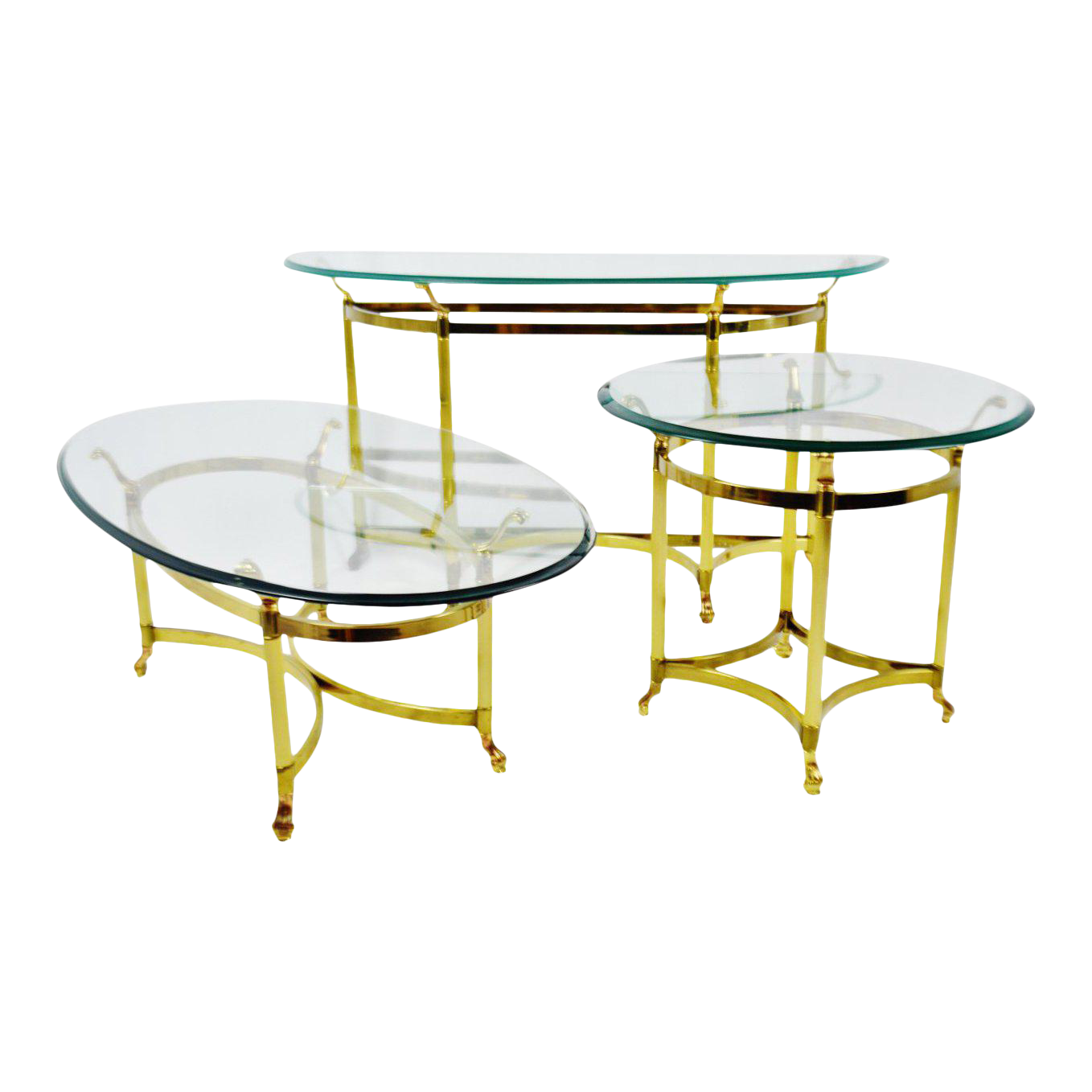 Vintage Maison Jansen Style Brass & Glass Living Room Tables Set of 3 Chairish