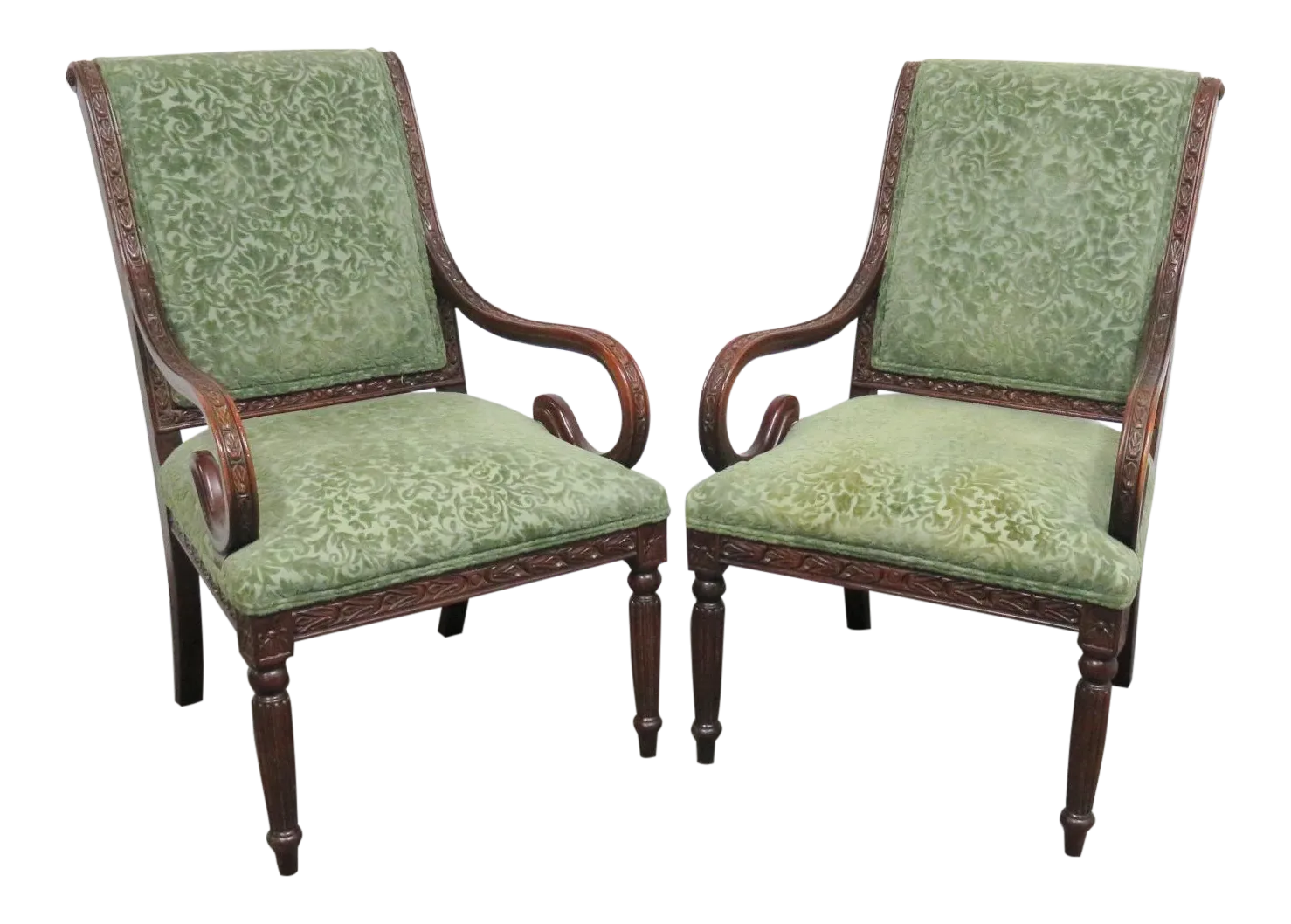 Calico Corners Carved Mahogany Chairs A Pair Chairish